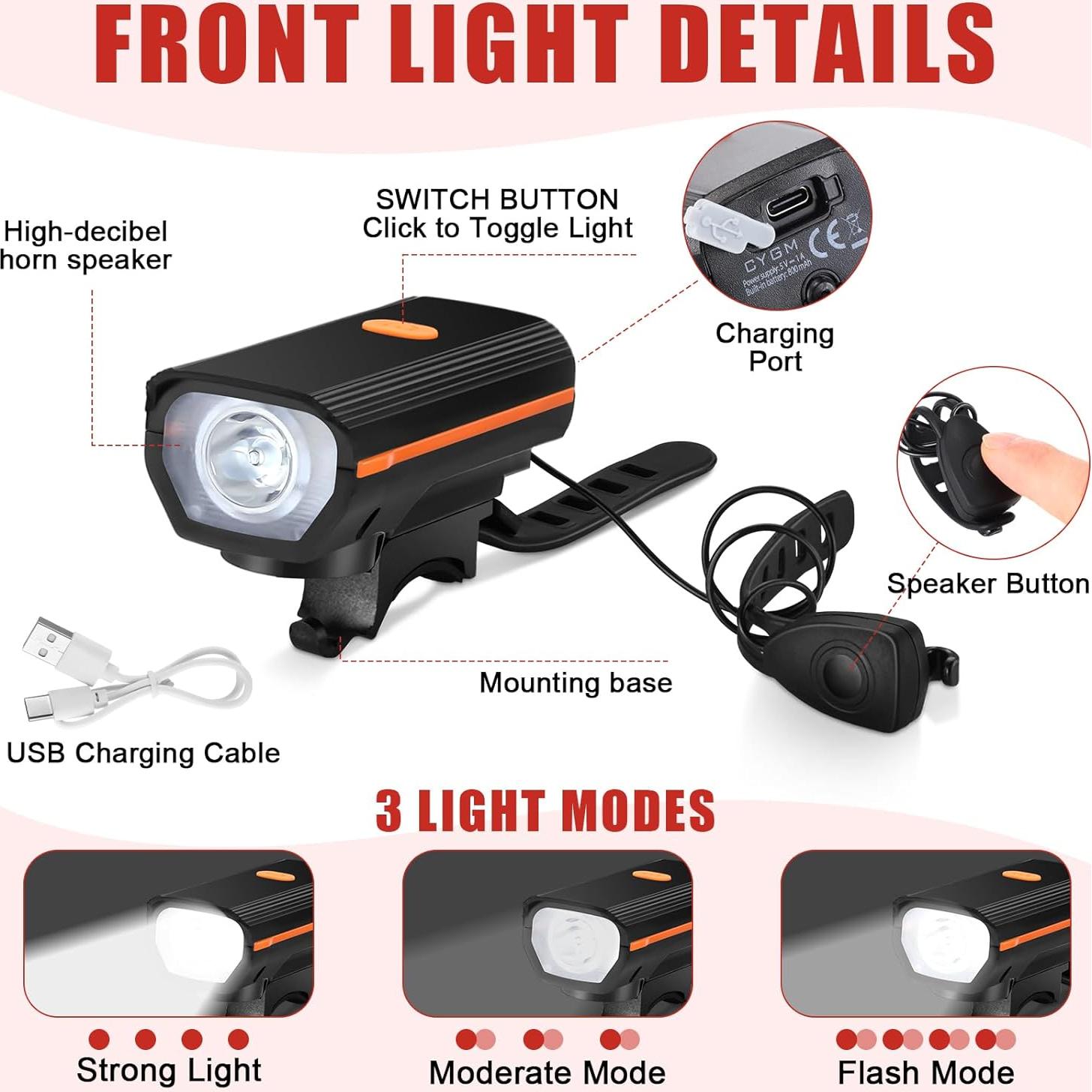 Conjunto de Luces LED para Bicicleta Hanaive TE3533 4 Juegos