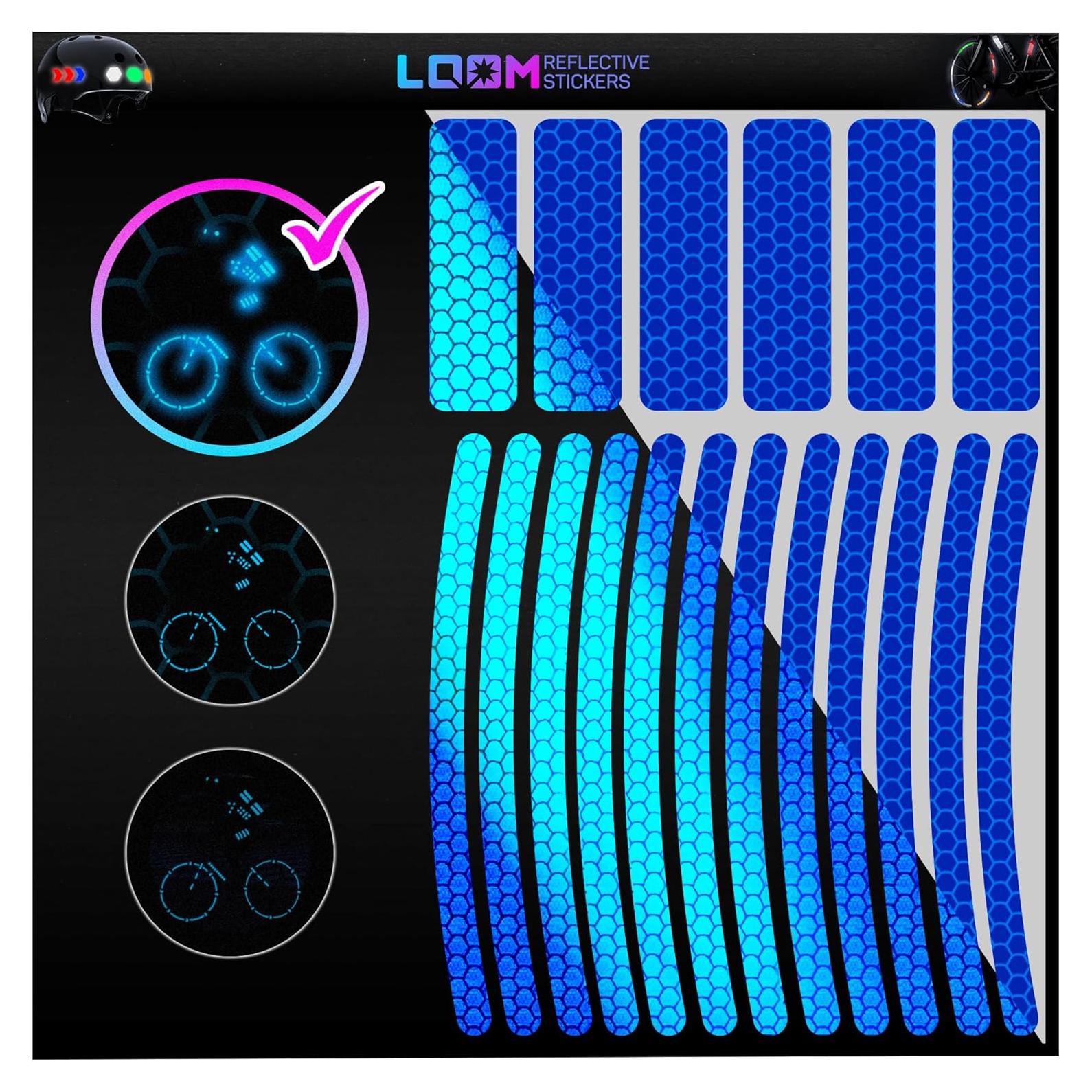 Calcomanías Reflectantes LOOM para Ruedas de Bicicletas 18pc Azul