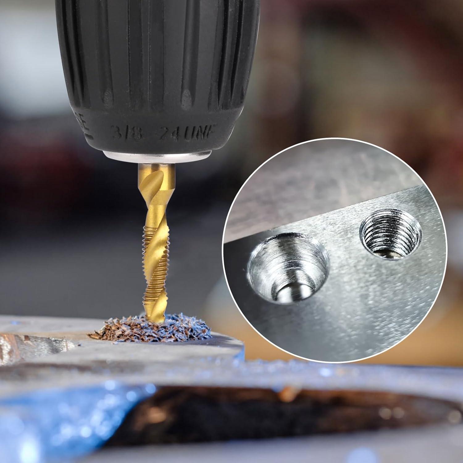 Conjunto de Brocas y Machos 6 PCS Valkynos 1/4-20NC Titanio