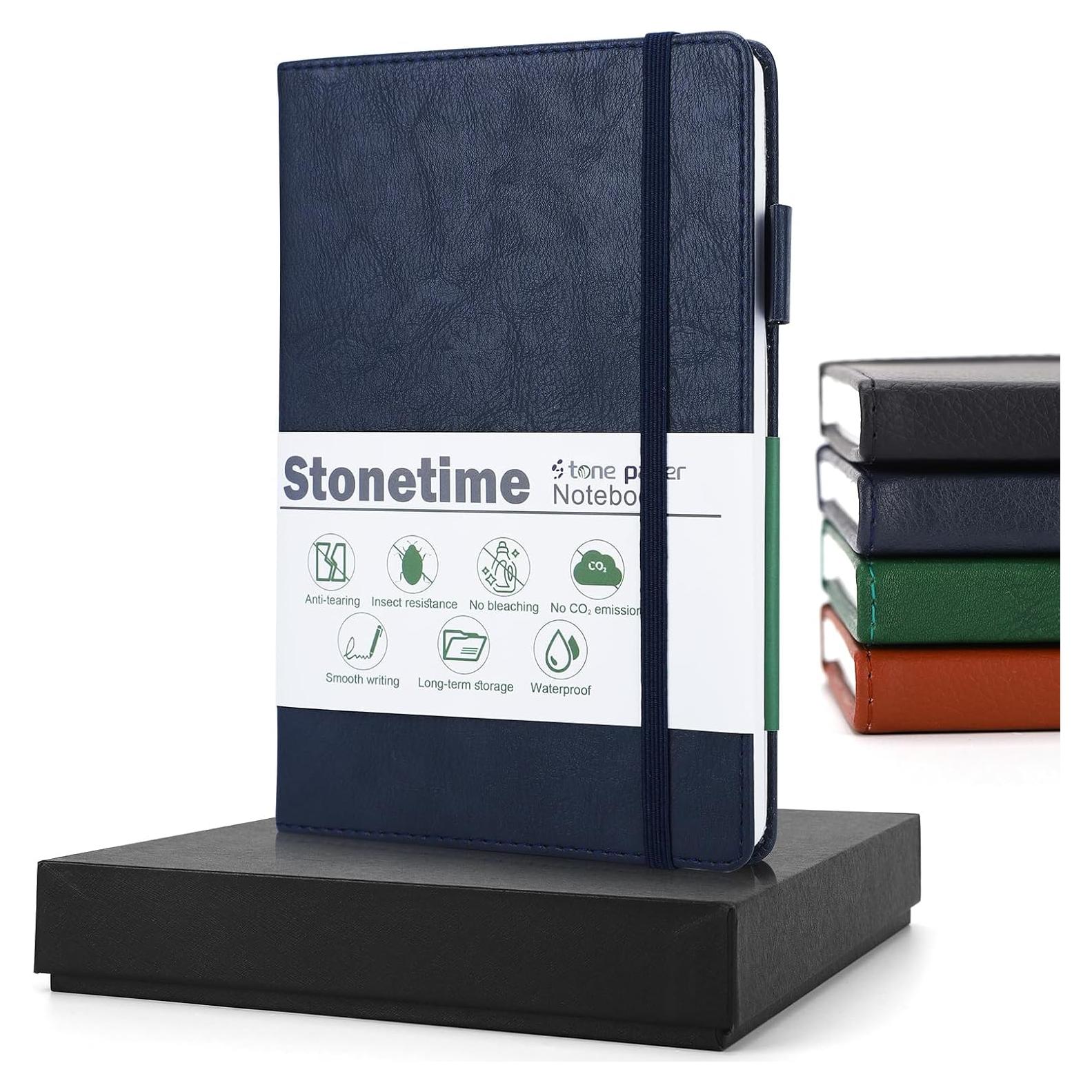 Cuaderno A5 Stonetime de Papel de Piedra Impermeable Azul