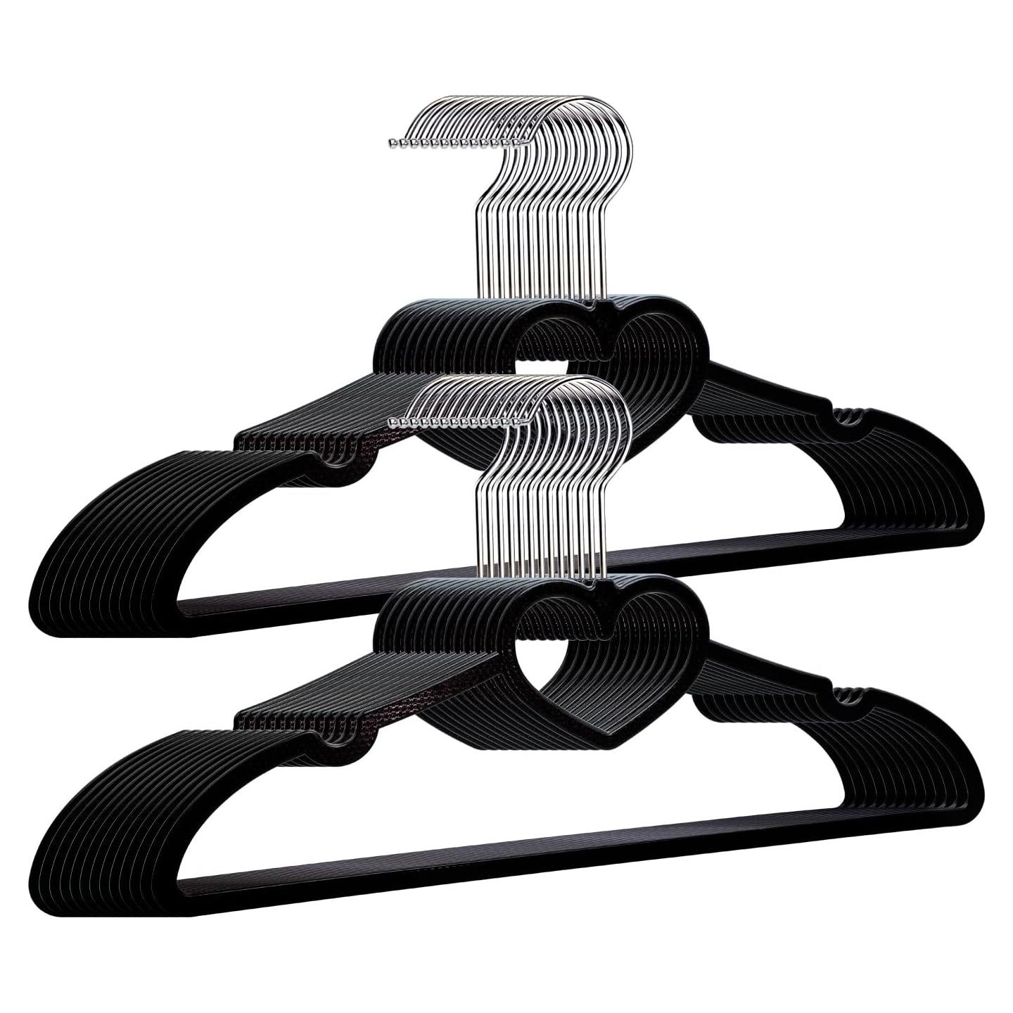 Perchas delgadas ZRKFSR 20 Pack negras para ropa - Ahorra espacio