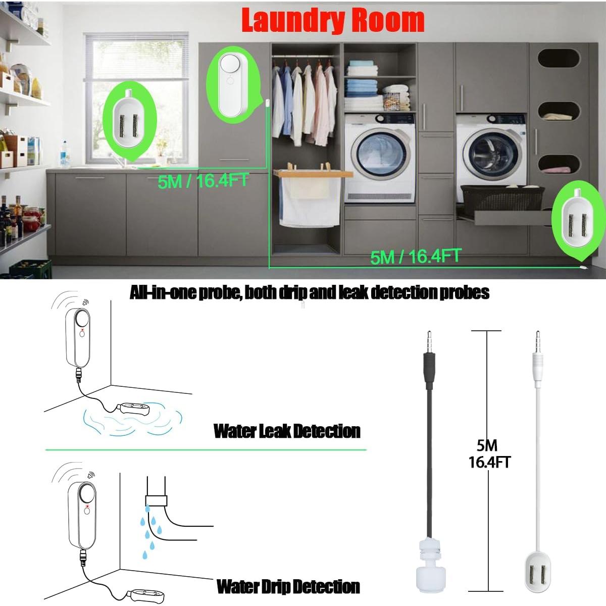 Detector de fuga de agua WiFi TUHA-TECH L31 2 en 1 con alarma
