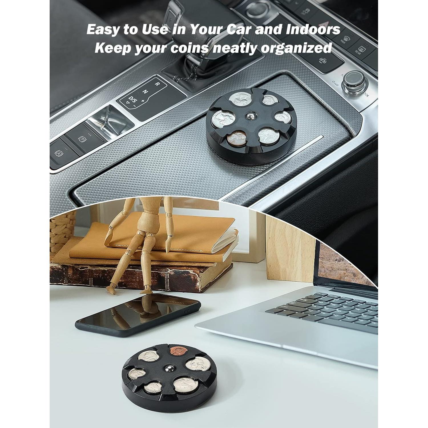 Soporte de Monedas JOYTUTUS Negro, Organizador Portátil 9.14 cm