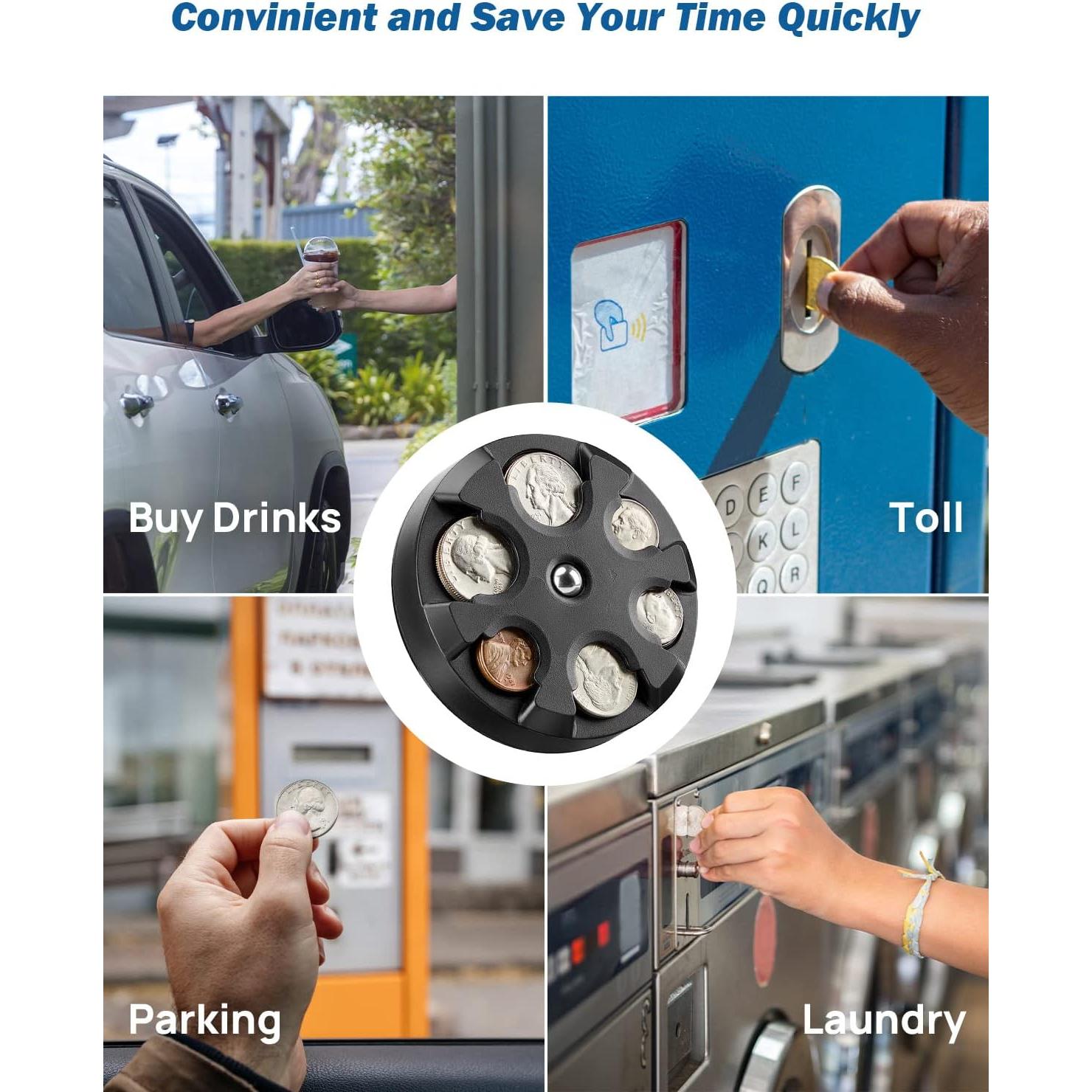 Soporte de Monedas JOYTUTUS Negro, Organizador Portátil 9.14 cm