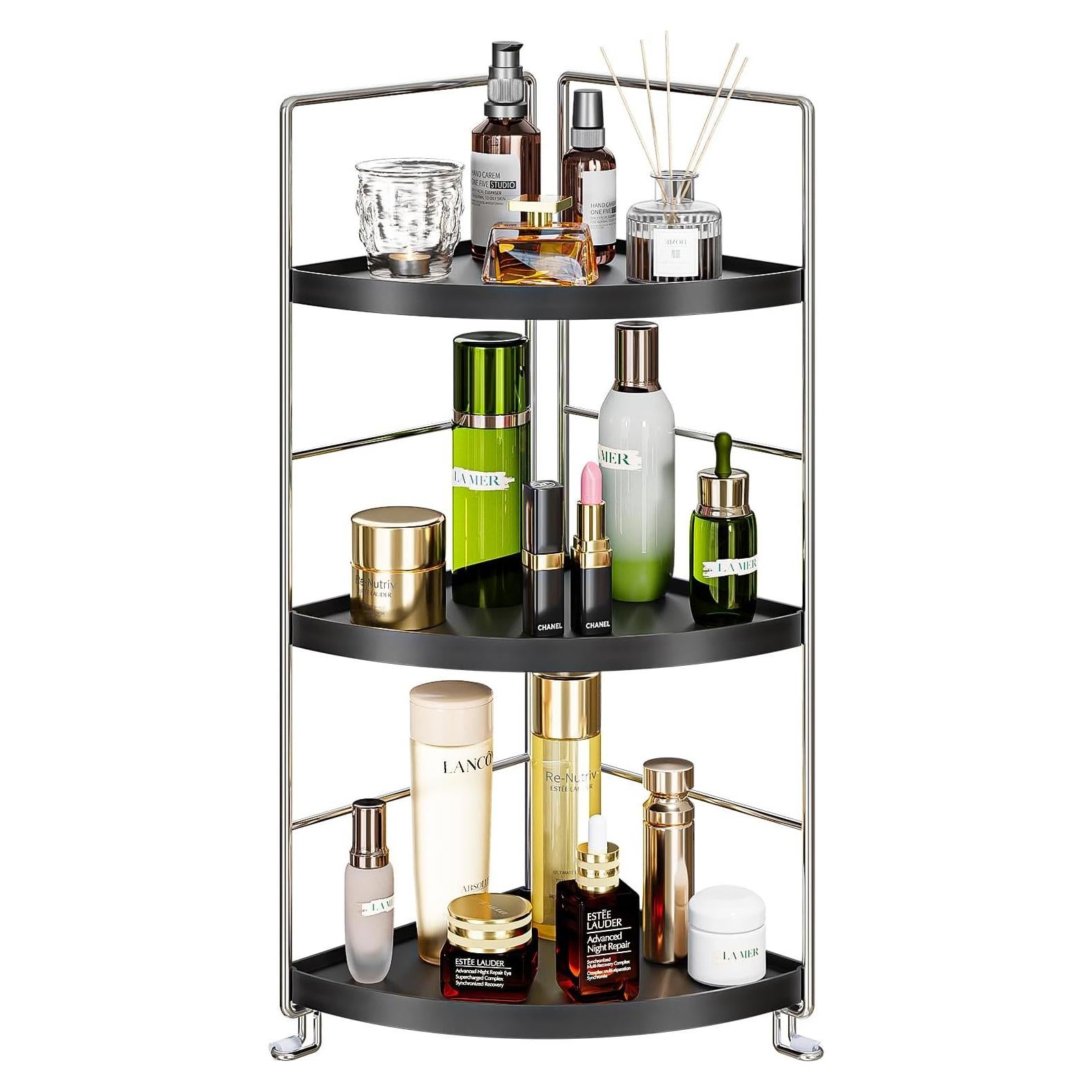 Organizador de Esquina de Baño KINGBERWI 3 Niveles Ajustable Negro