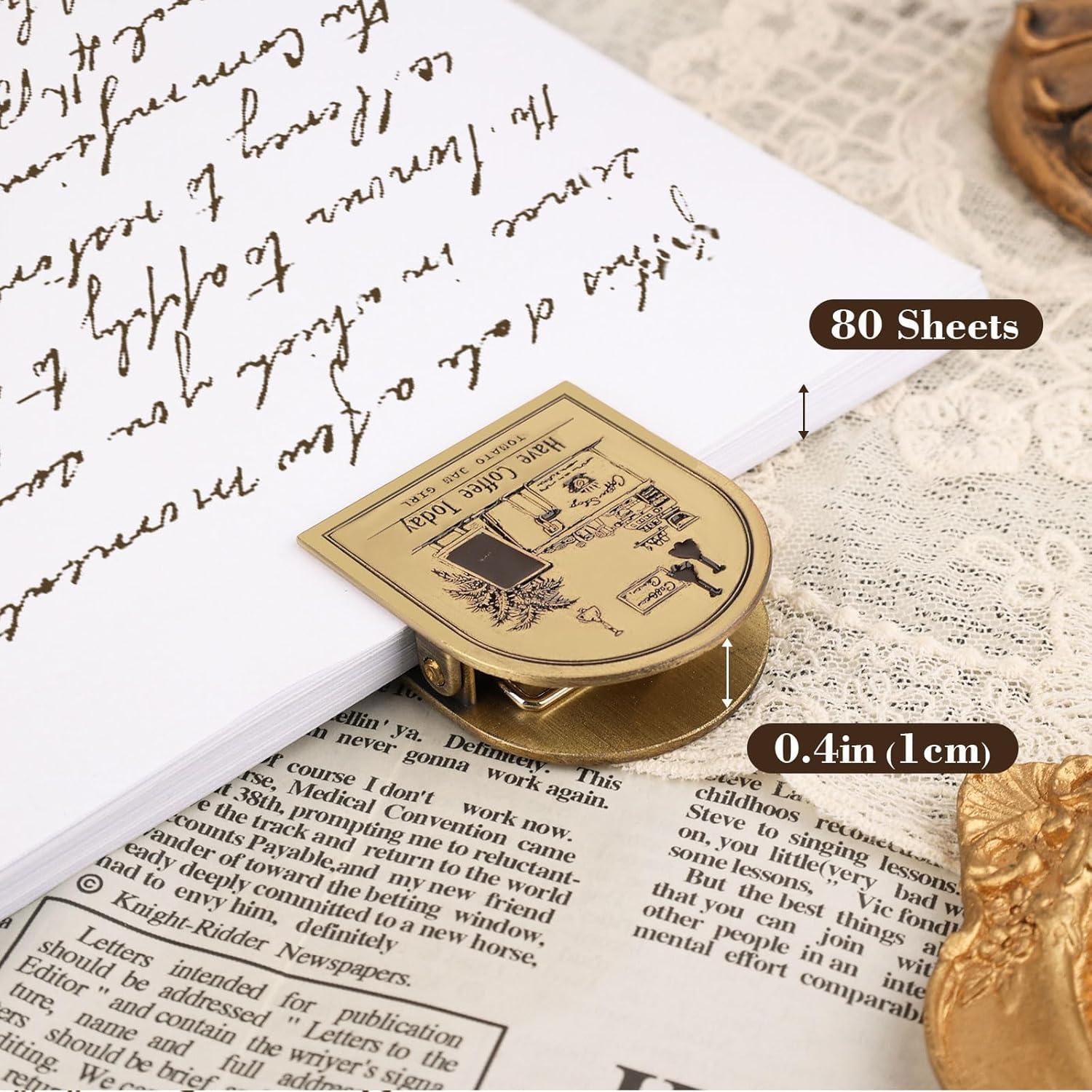 Clip de Libro Vintage Dizdkizd de Metal con Temática de Café