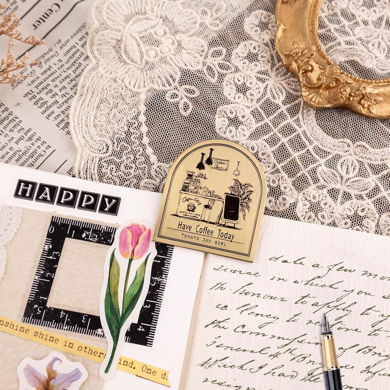 Clip de Libro Vintage Dizdkizd de Metal con Temática de Café