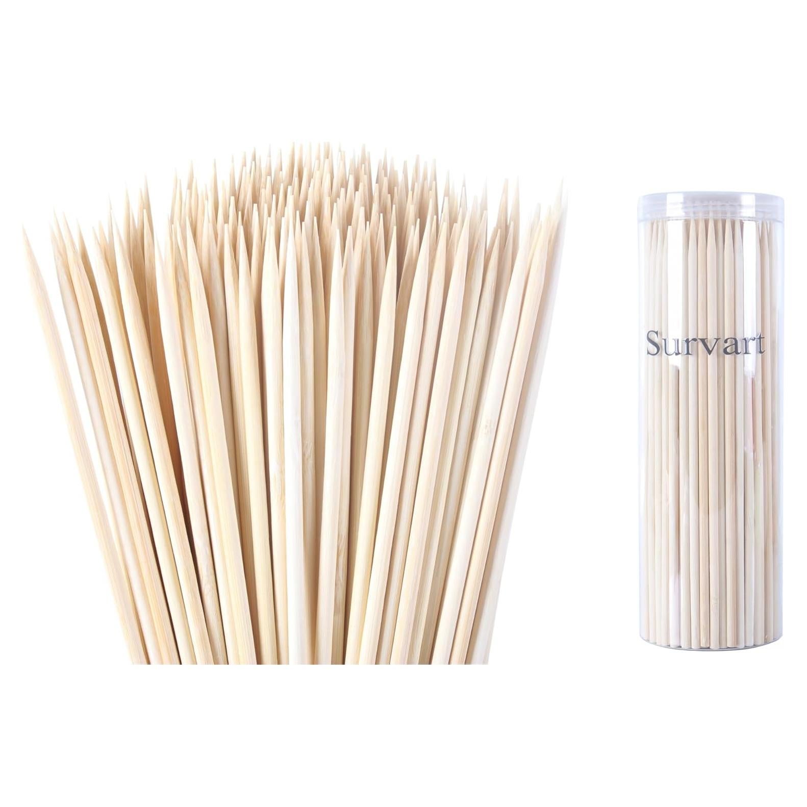 170 Palillos de Bambú 25.4 cm SURVART para BBQ y Manualidades