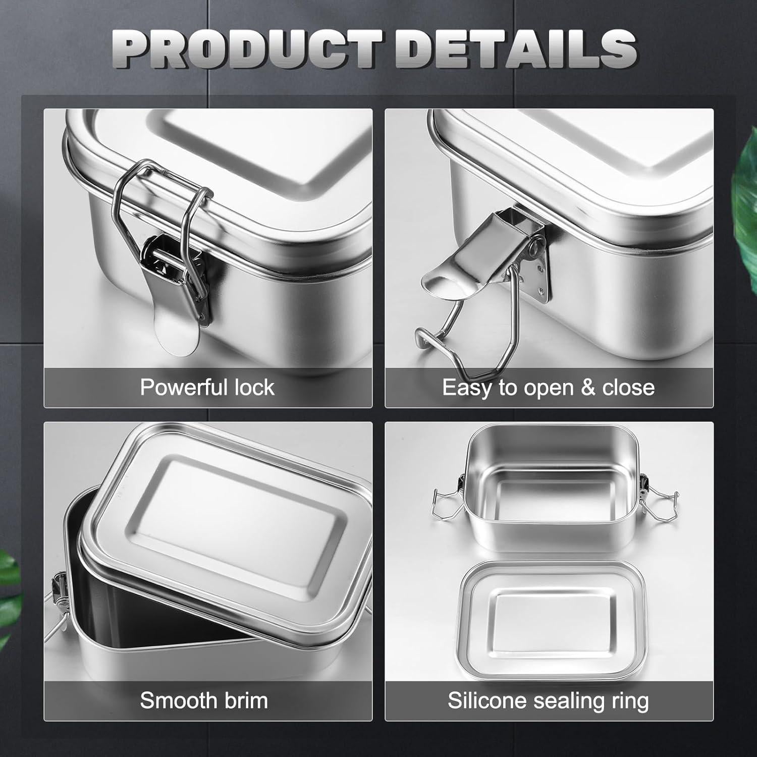 Contenedores de Comida Acero Inoxidable Umigy 4 Pcs 550ml