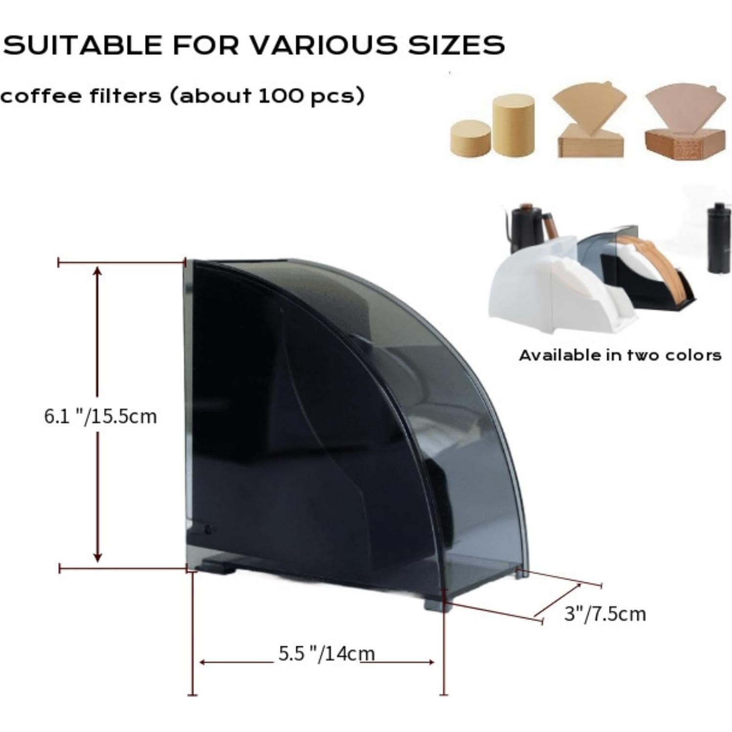 Soporte para Filtros de Café IZKOOKE Negro, Organizador Hermético