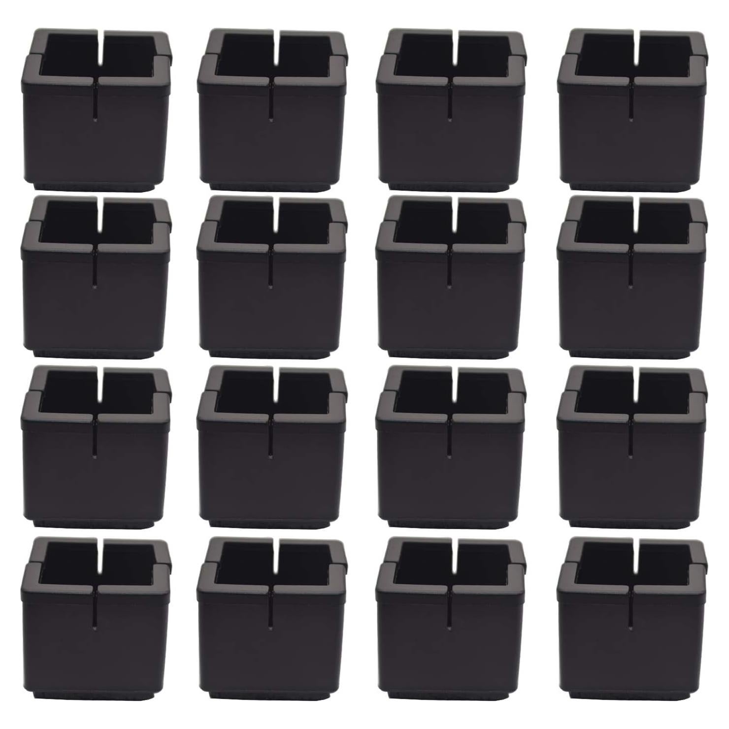 Tapas de patas de silla de silicona con fieltro 16PCS Negro