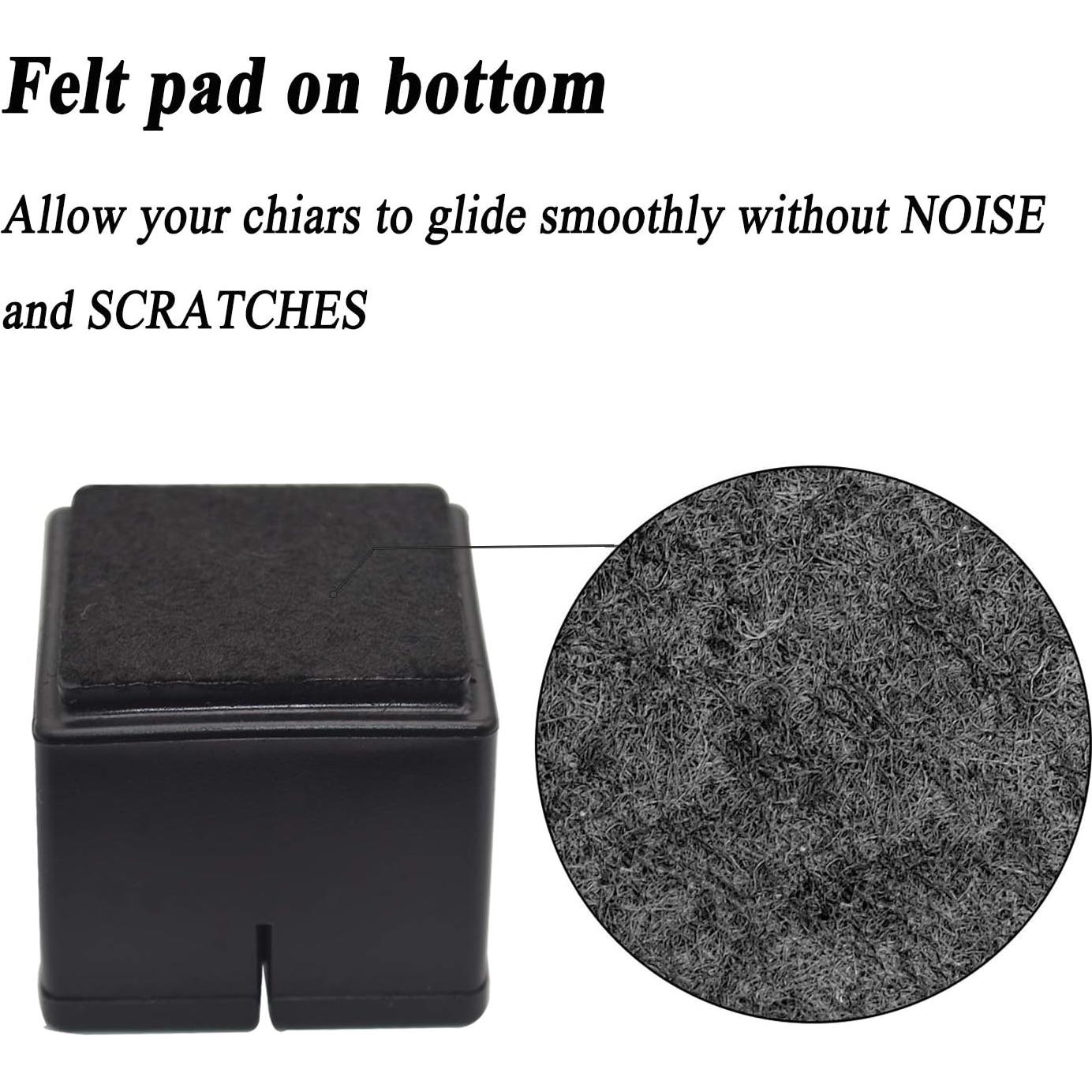 Tapas de patas de silla de silicona con fieltro 16PCS Negro