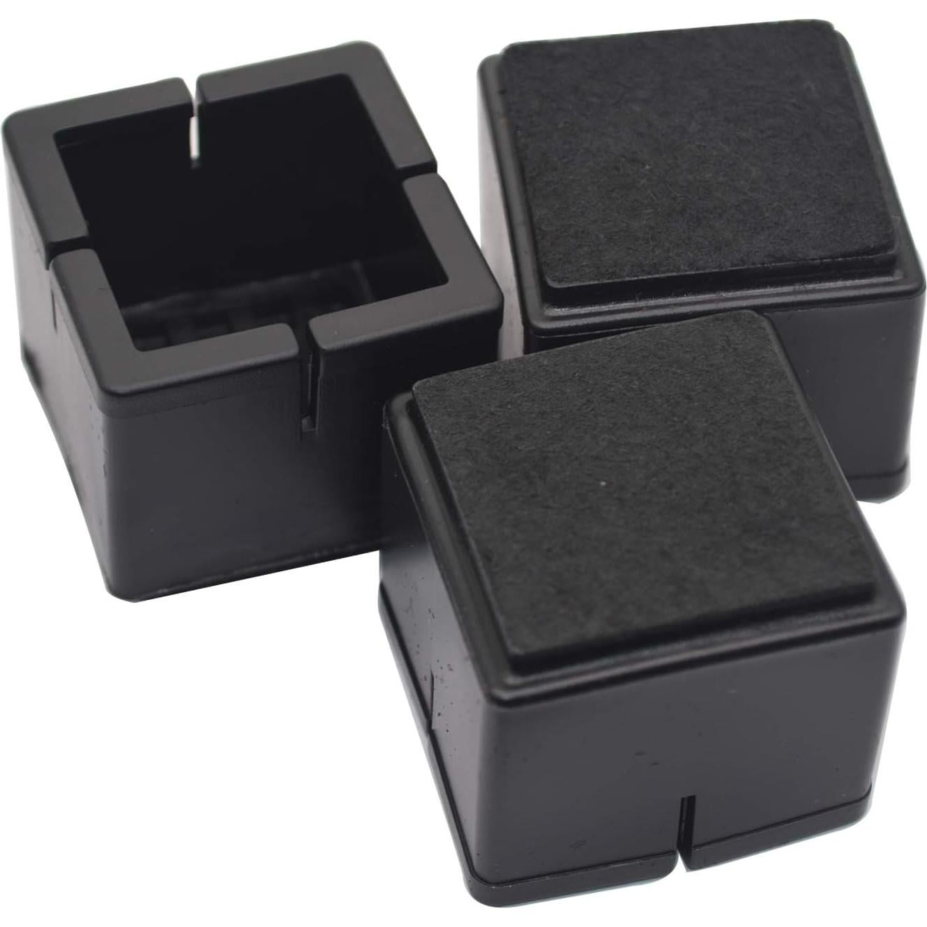 Tapas de patas de silla de silicona con fieltro 16PCS Negro