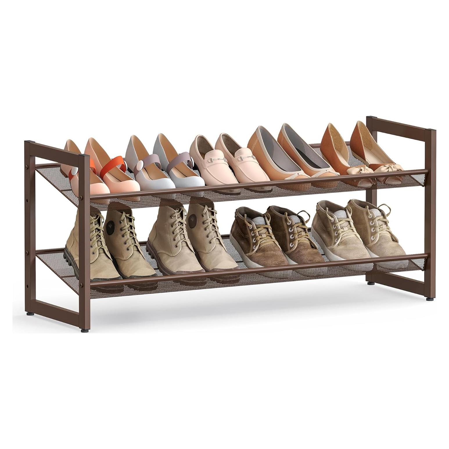 Estante para Zapatos SONGMICS de 2 Niveles, Metal Bronce, 10 kg