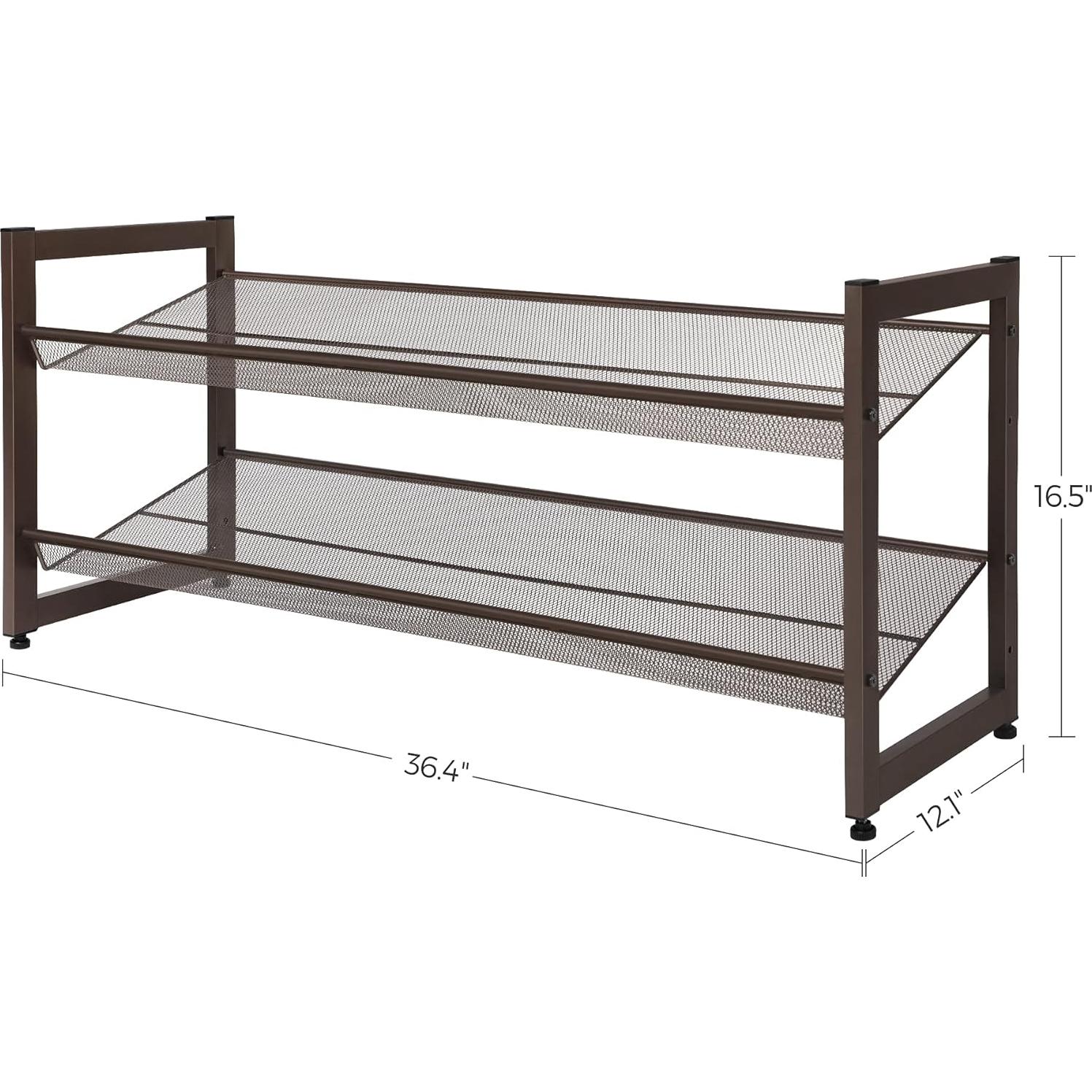 Estante para Zapatos SONGMICS de 2 Niveles, Metal Bronce, 10 kg