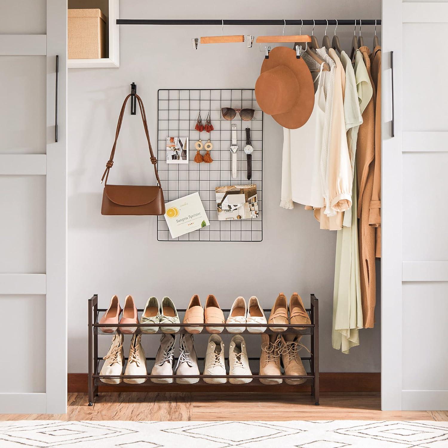 Estante para Zapatos SONGMICS de 2 Niveles, Metal Bronce, 10 kg