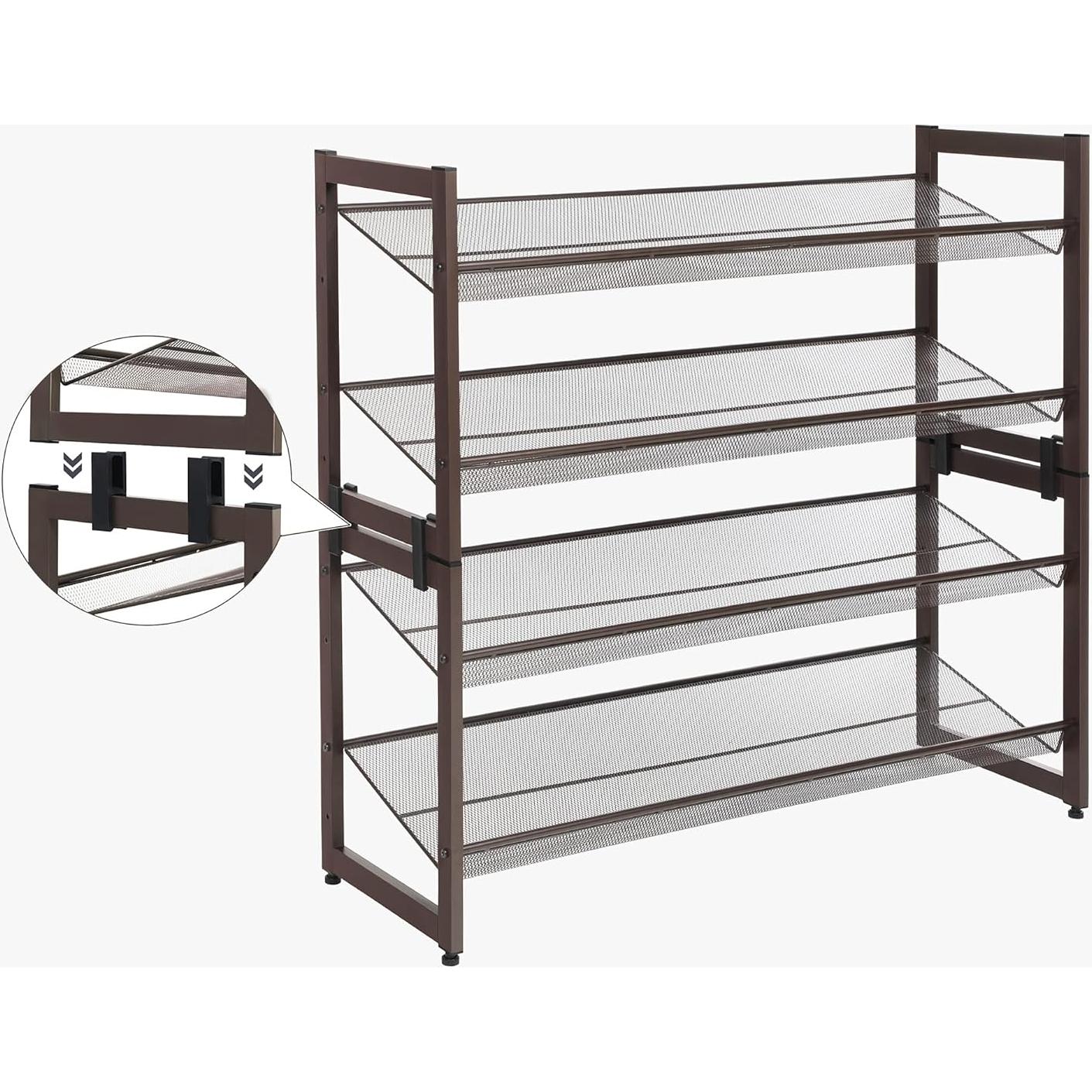 Estante para Zapatos SONGMICS de 2 Niveles, Metal Bronce, 10 kg