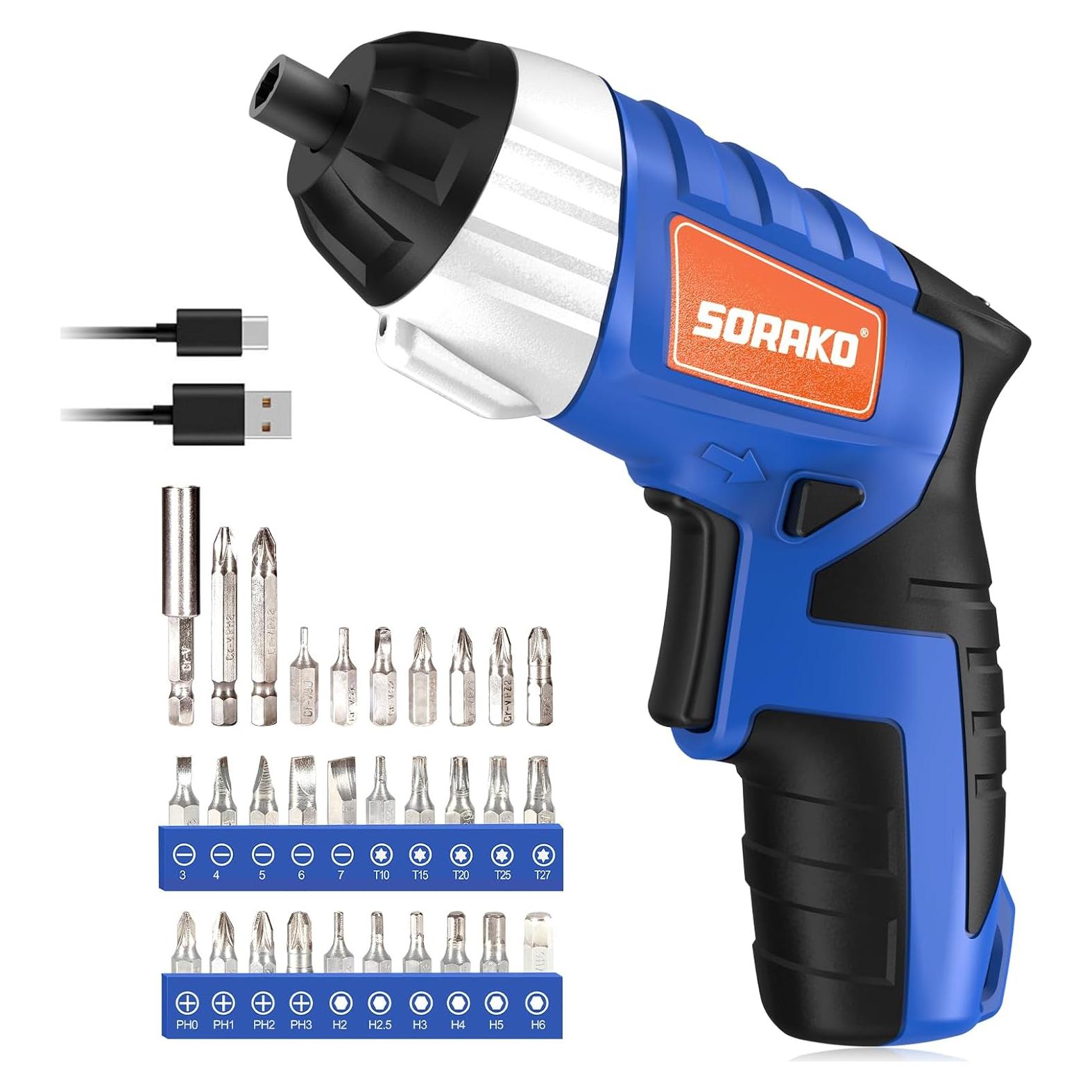Destornillador Eléctrico SORAKO 4V Inalámbrico con 30 Acc.