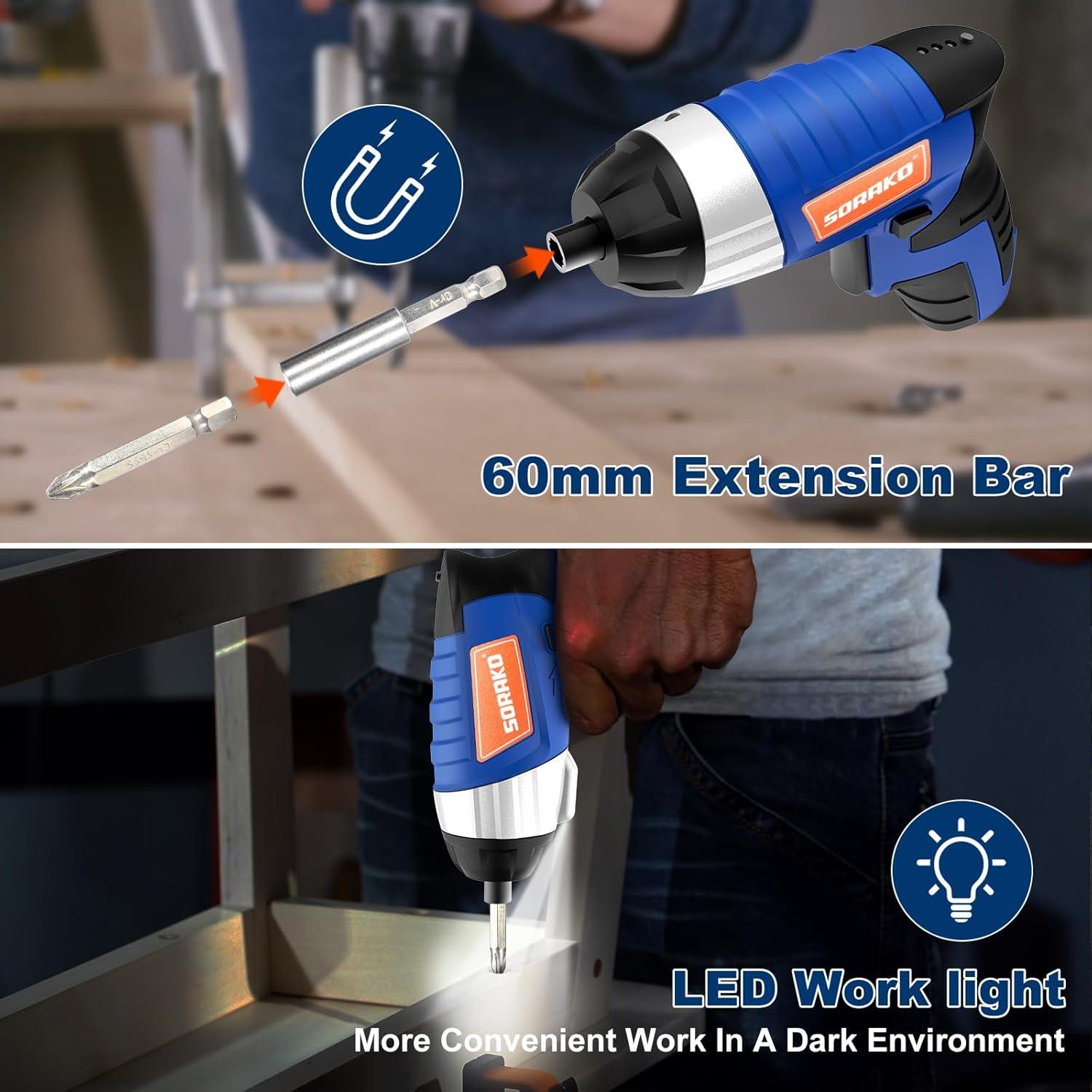 Destornillador Eléctrico SORAKO 4V Inalámbrico con 30 Acc.