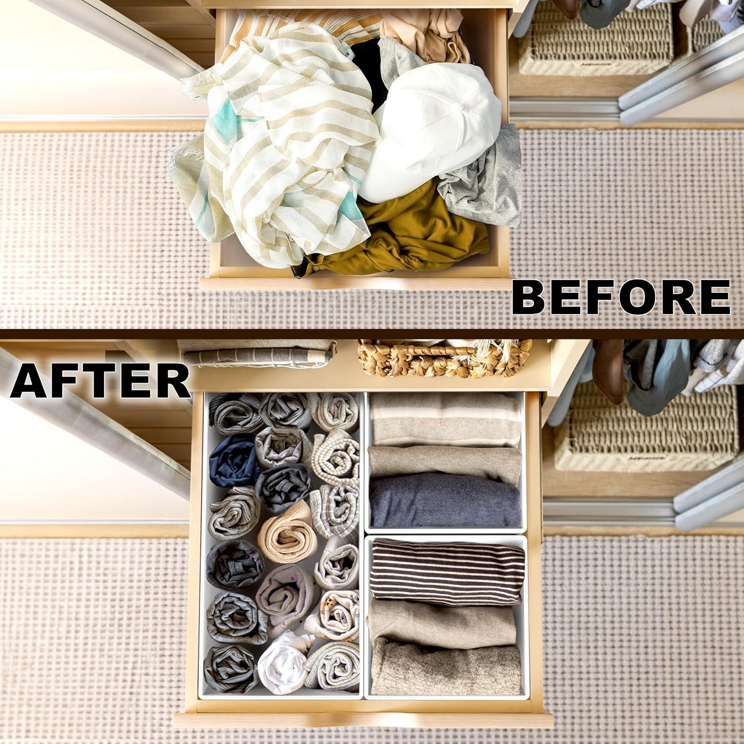 Organizador de Cajón Simple Houseware Set de 4 Gris Plegable