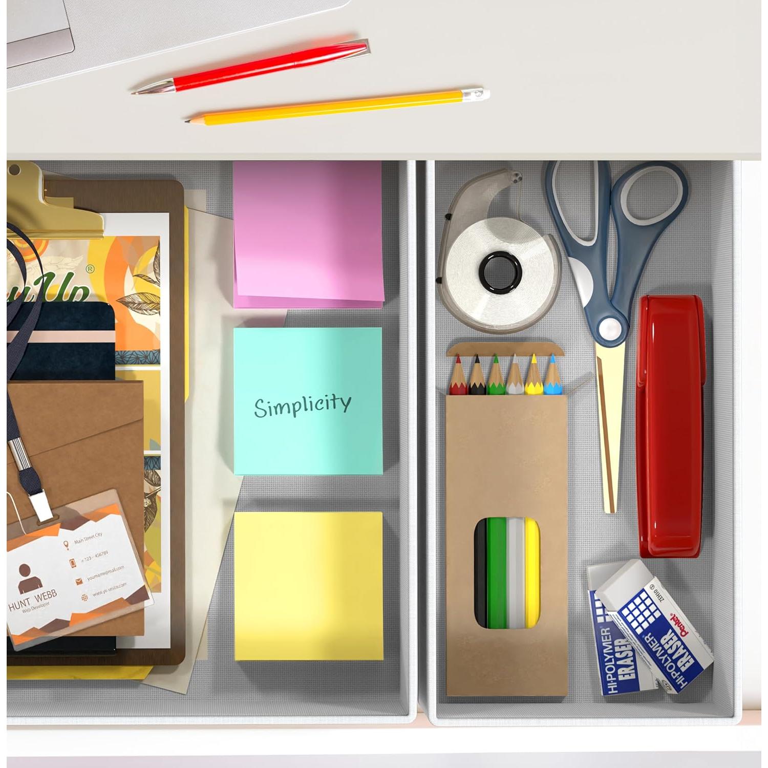 Organizador de Cajón Simple Houseware Set de 4 Gris Plegable