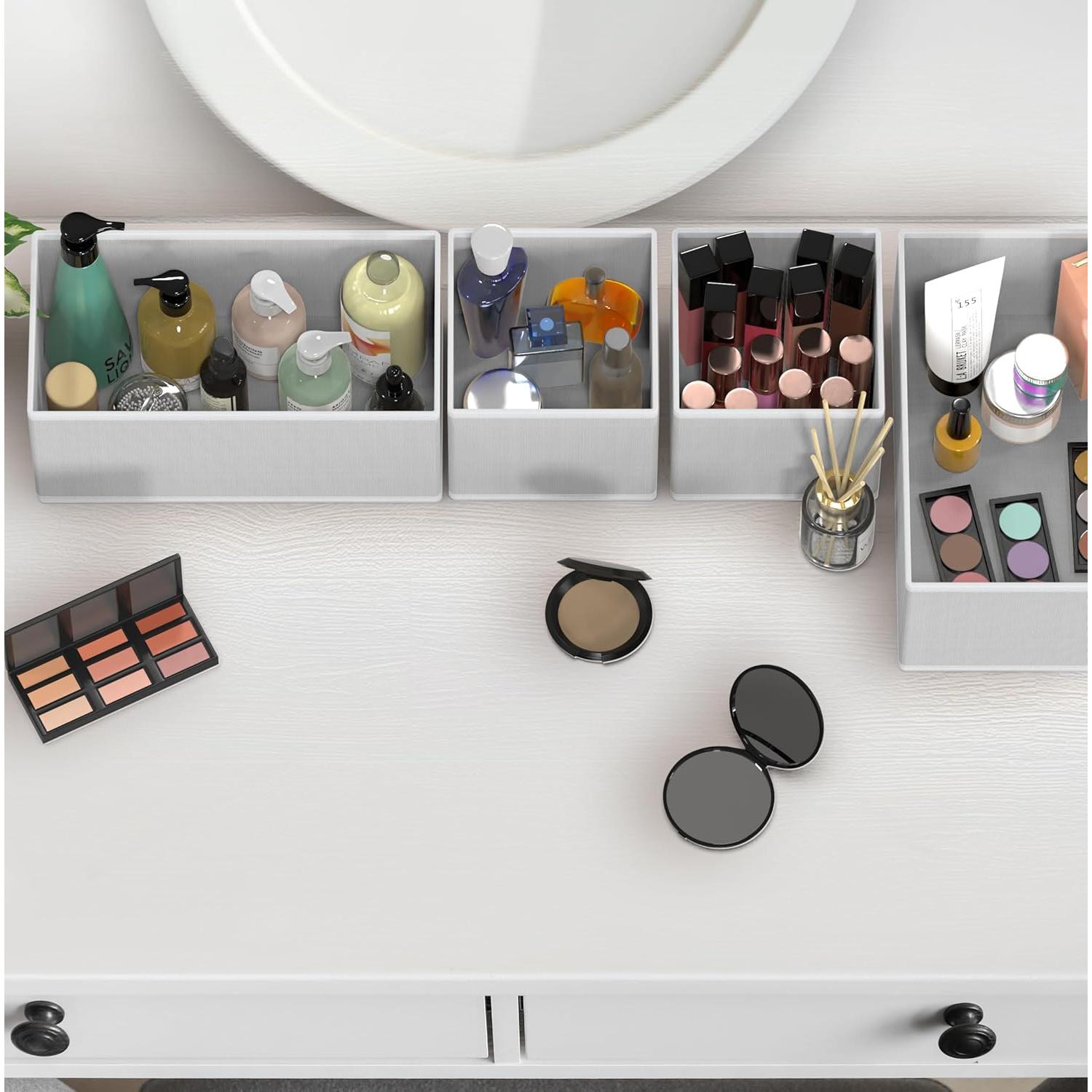 Organizador de Cajón Simple Houseware Set de 4 Gris Plegable