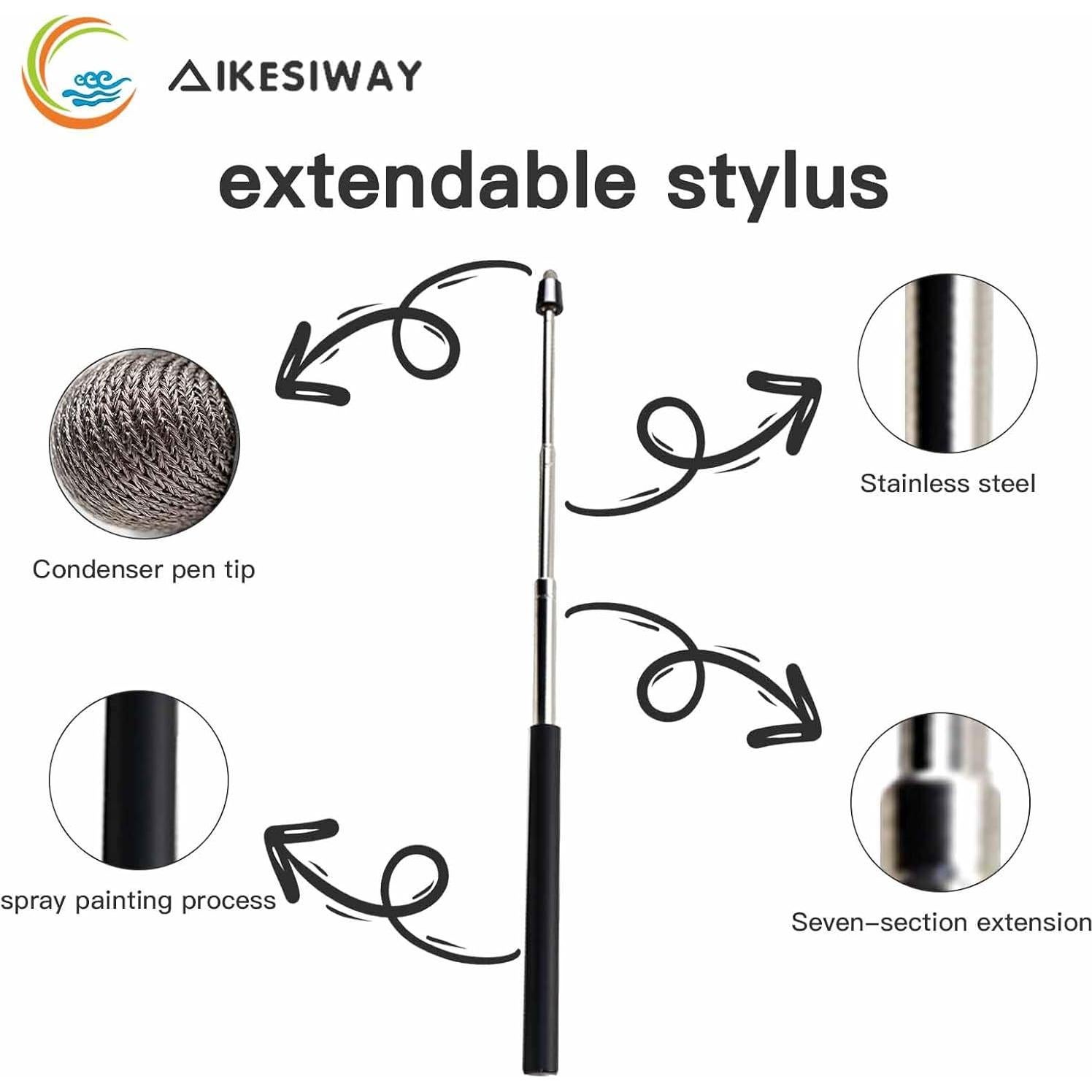 Bolígrafo Estilográfico Telescópico SANDAO para Pantallas Táctiles, Punta Retráctil, Alta Precisión, Negro