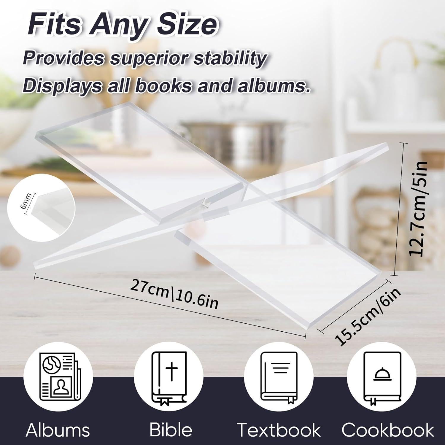 Soporte de Libro Acrílico Crikele Grande Transparente