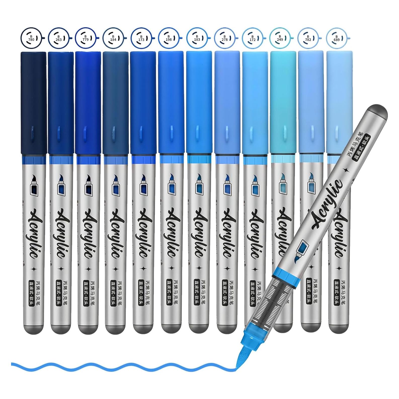 Marcadores de Pintura Acrílica ZZWUAPT, 12 Colores, Punta de Pincel