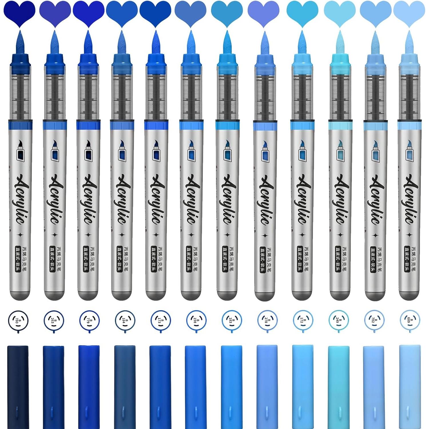 Marcadores de Pintura Acrílica ZZWUAPT, 12 Colores, Punta de Pincel