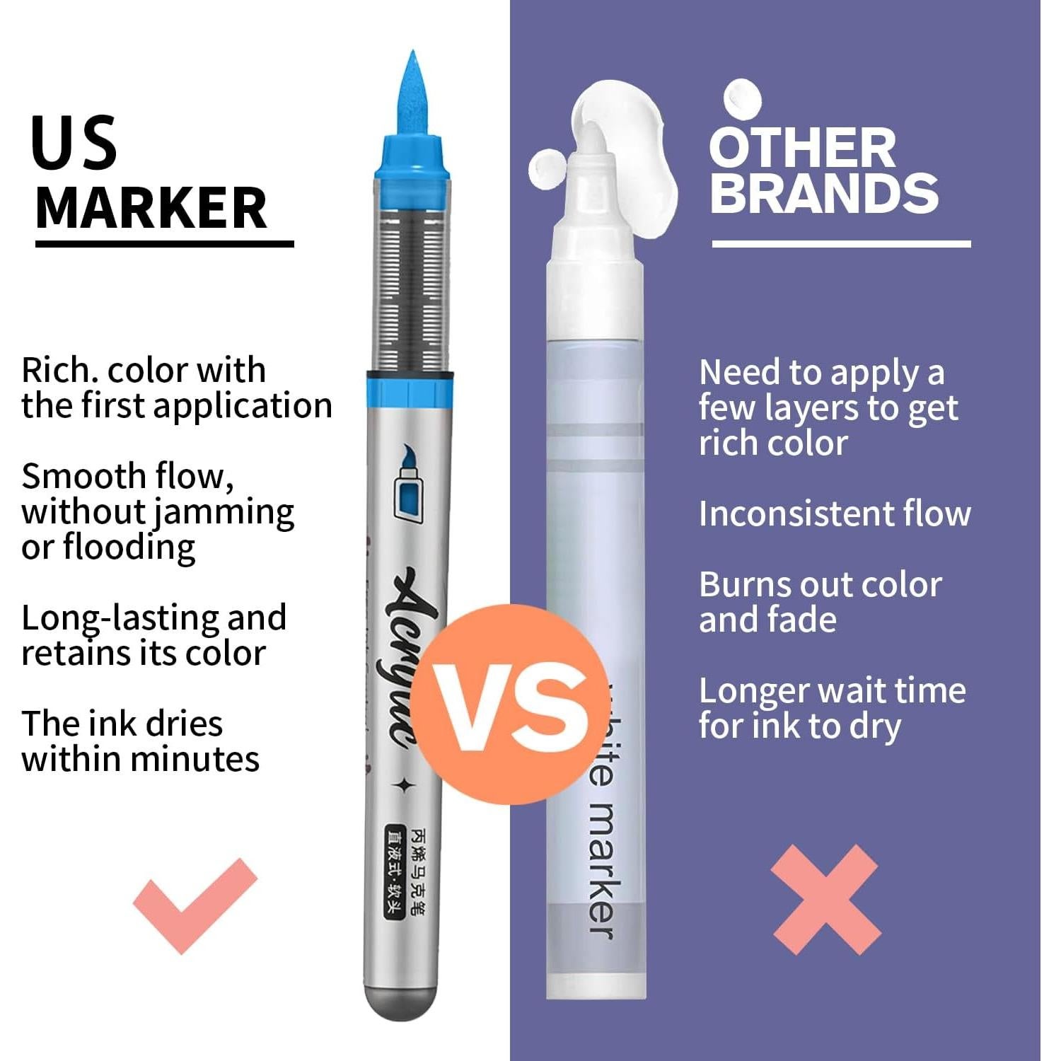 Marcadores de Pintura Acrílica ZZWUAPT, 12 Colores, Punta de Pincel