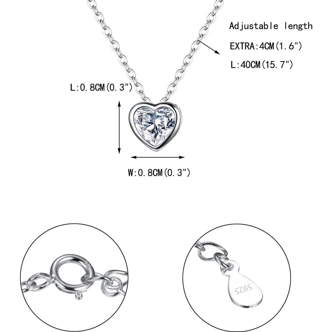 Collar Choker Corazón Plata Esterlina 925 Ever Faith 40-44cm