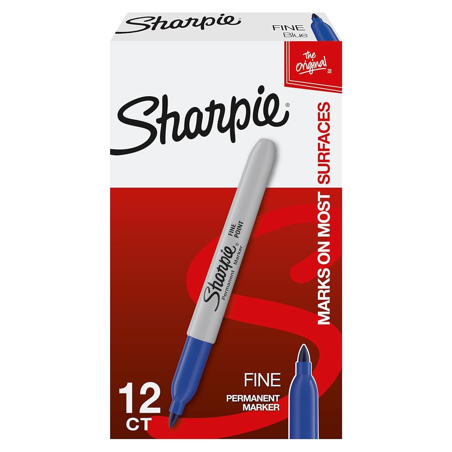 Marcadores Permanentes Sharpie Azul Punta Fina 12 Unidades