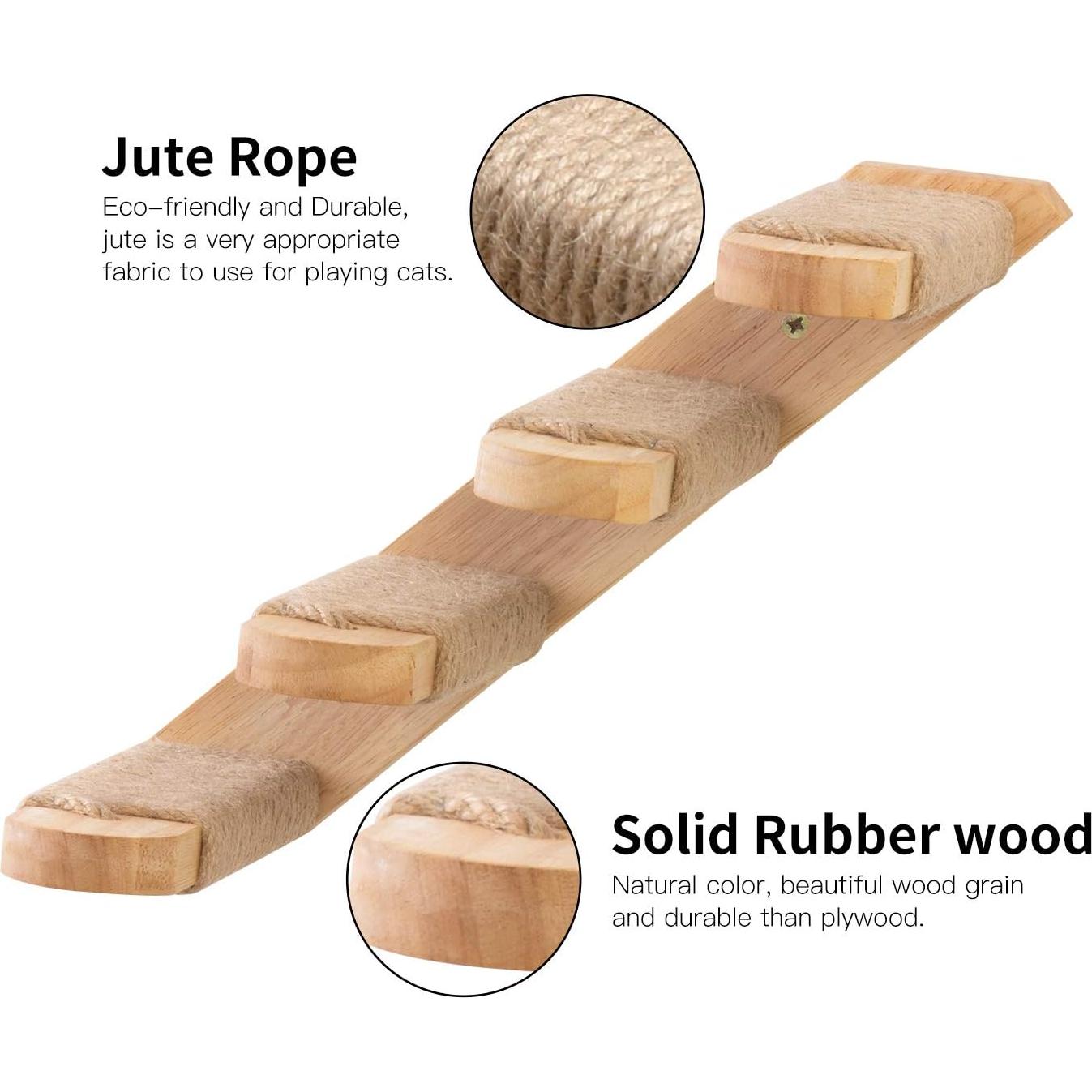 Estante para Gatos FUKUMARU Montado en Pared 4 Pasos Rascador Yute