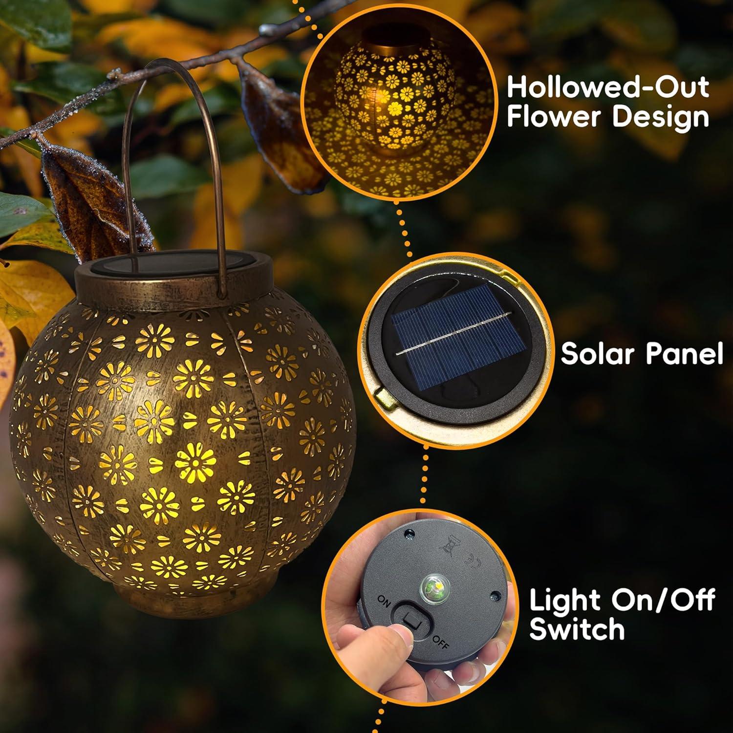 Linterna Solar Decorativa Benno HXV-03 Metal Impermeable