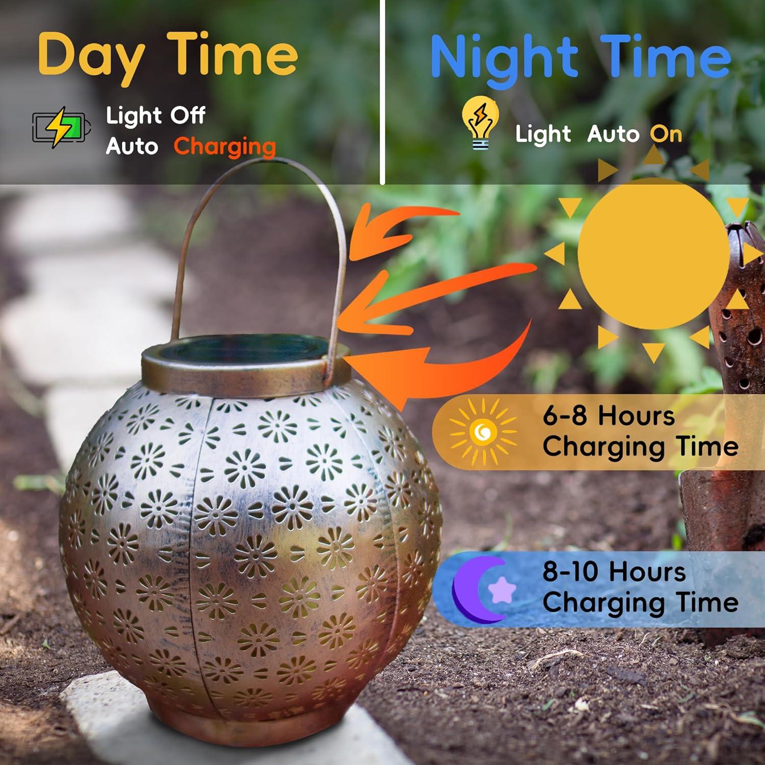 Linterna Solar Decorativa Benno HXV-03 Metal Impermeable