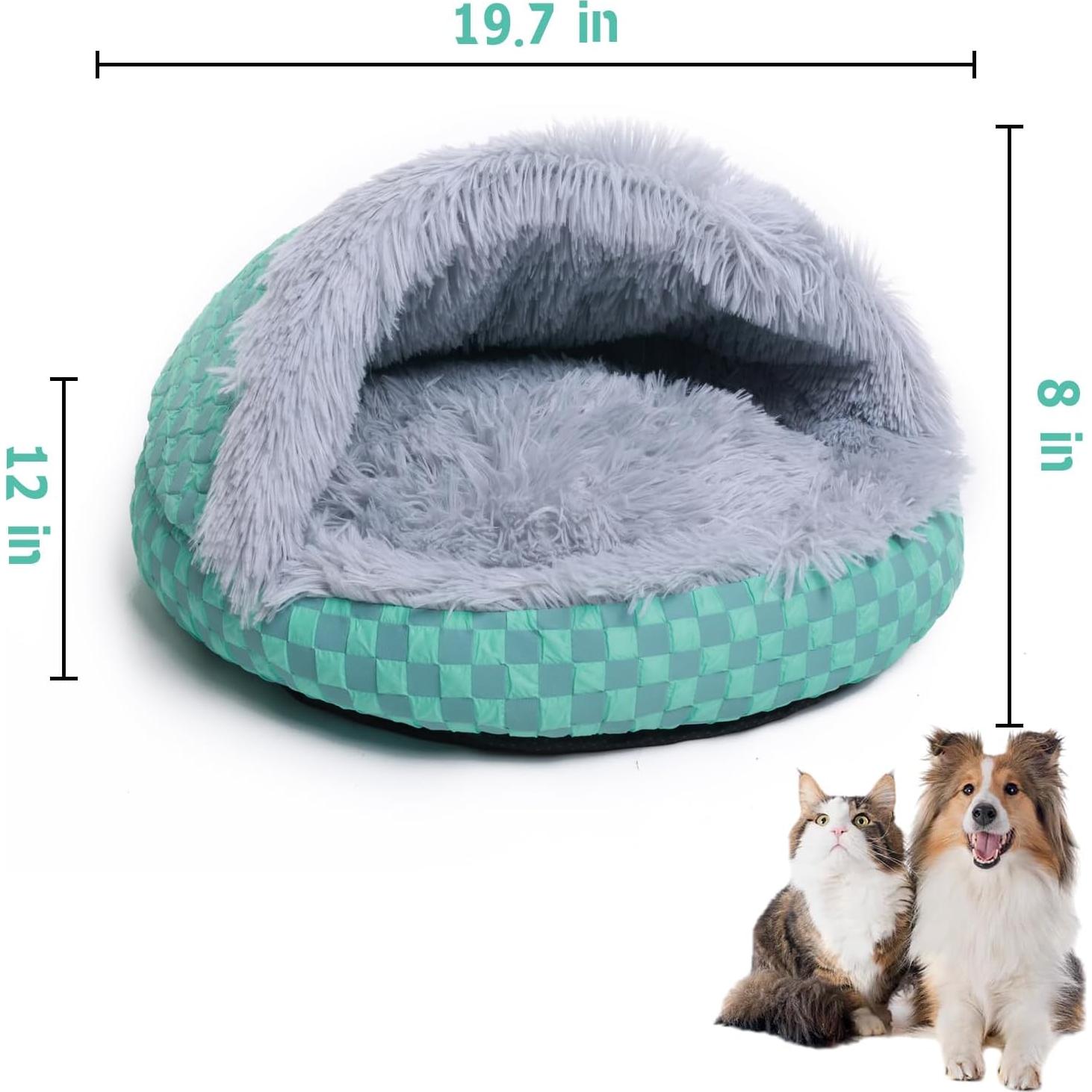 Cama para Gatos FADEYJ con Capucha Autocalentable Gris 50.8 cm