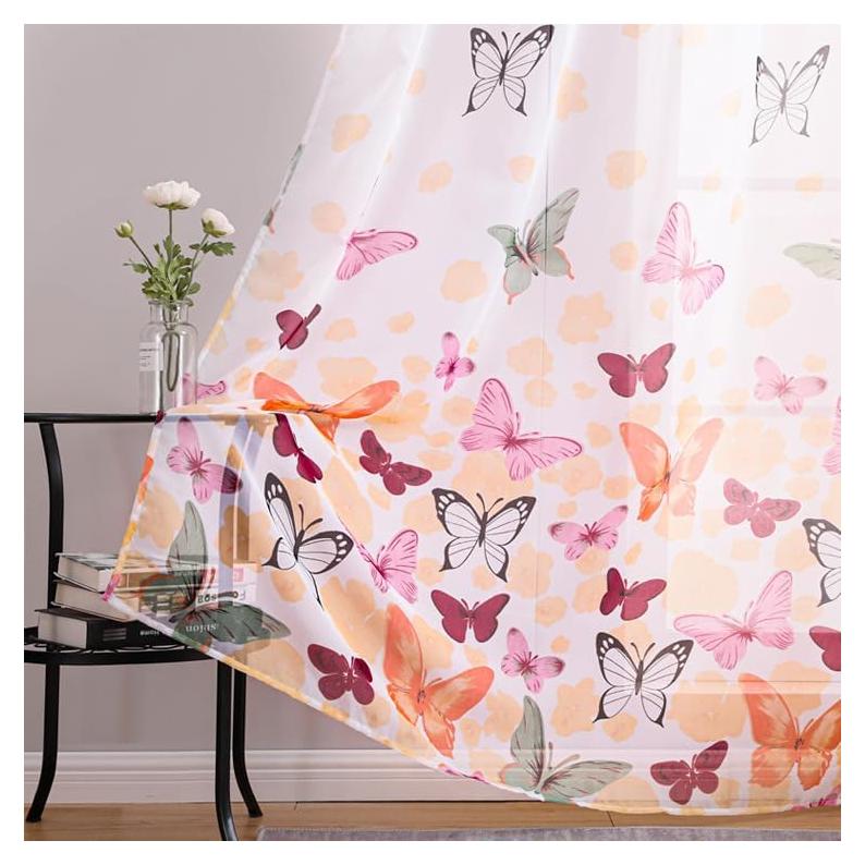 Cortinas Transparentes WUBODTI Mariposa 99x200 cm 2 Paneles