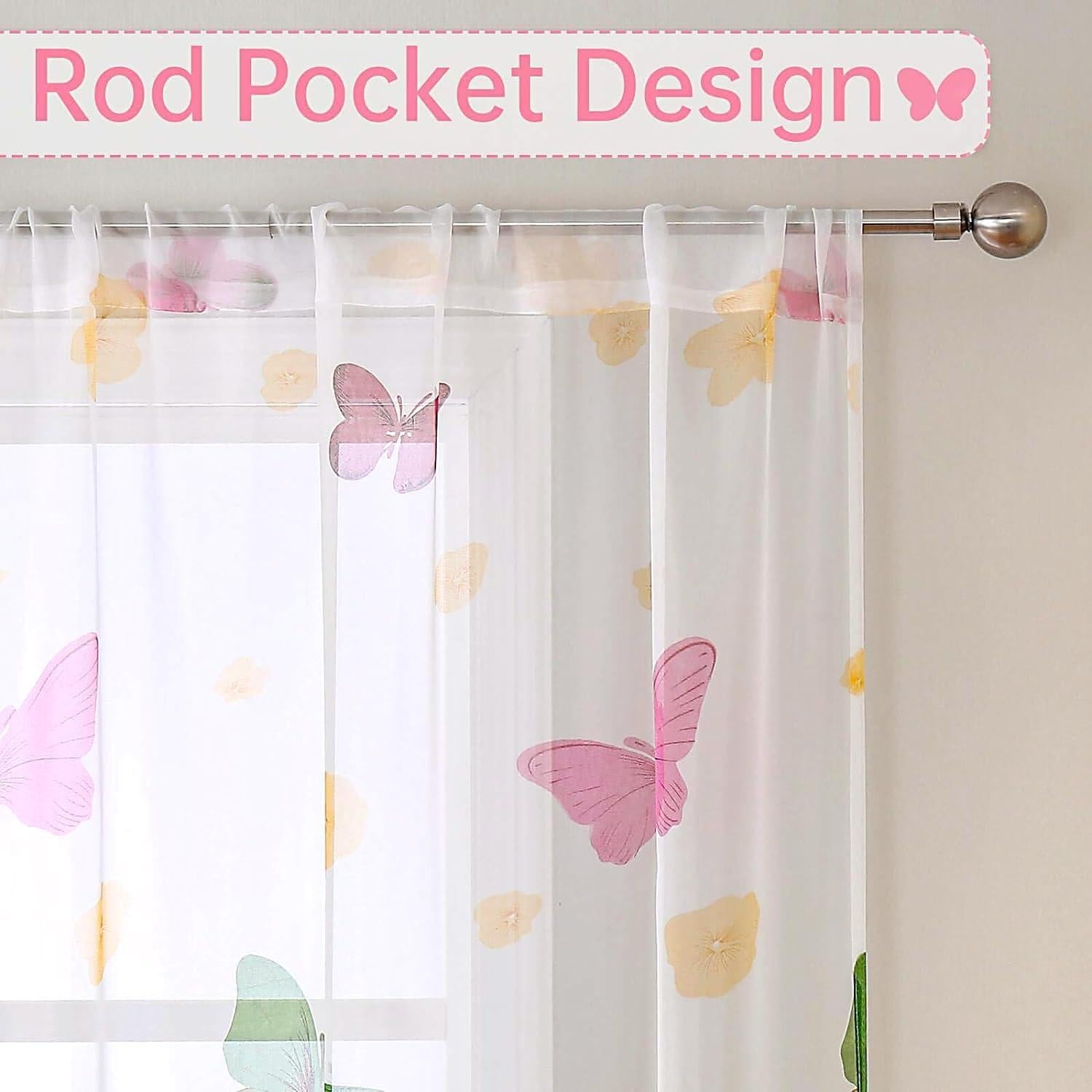 Cortinas Transparentes WUBODTI Mariposa 99x200 cm 2 Paneles