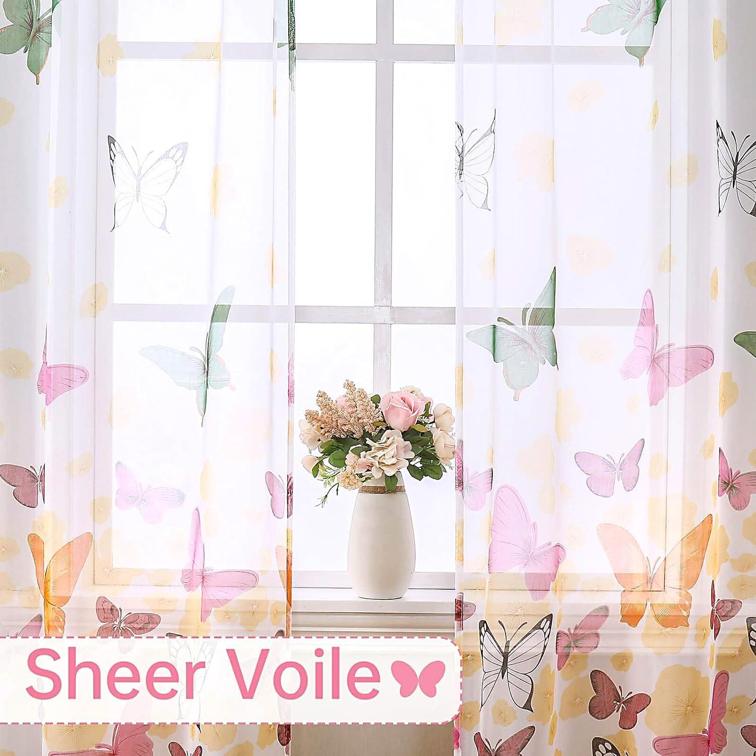 Cortinas Transparentes WUBODTI Mariposa 99x200 cm 2 Paneles