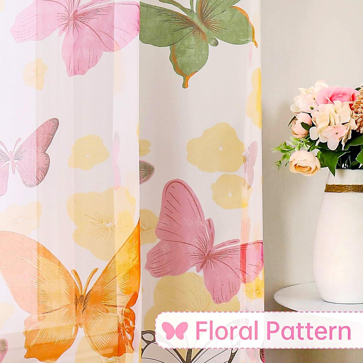 Cortinas Transparentes WUBODTI Mariposa 99x200 cm 2 Paneles