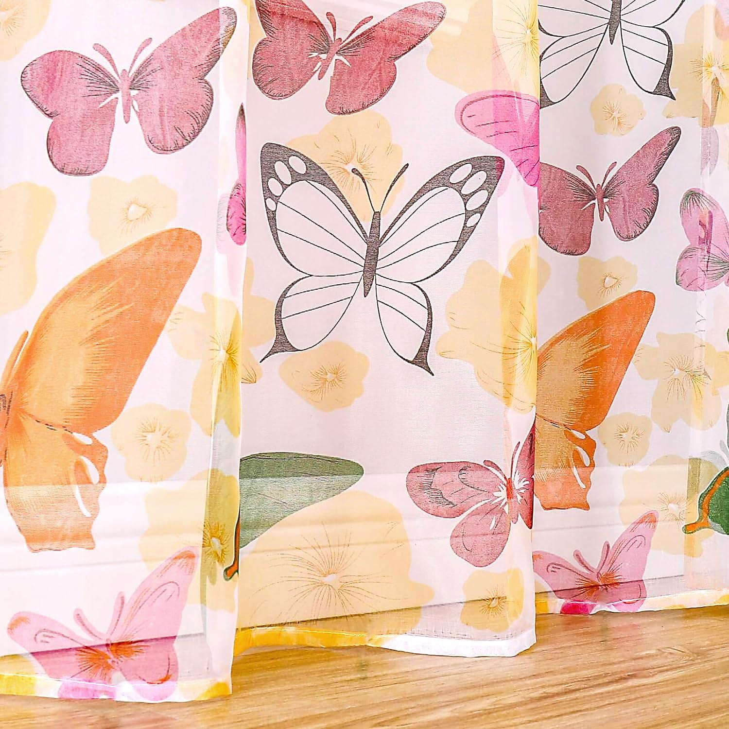 Cortinas Transparentes WUBODTI Mariposa 99x200 cm 2 Paneles