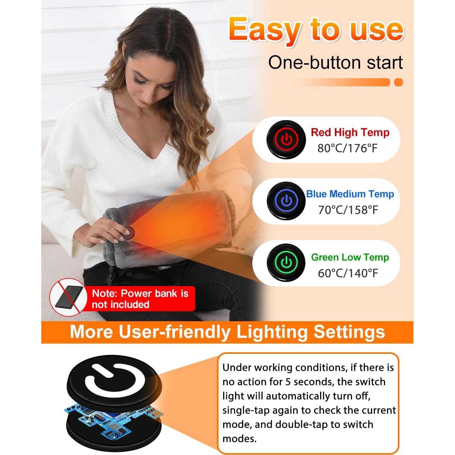 Bolsa Calentadora de Manos Eléctrica MBVOICO Muff Grande 80°C