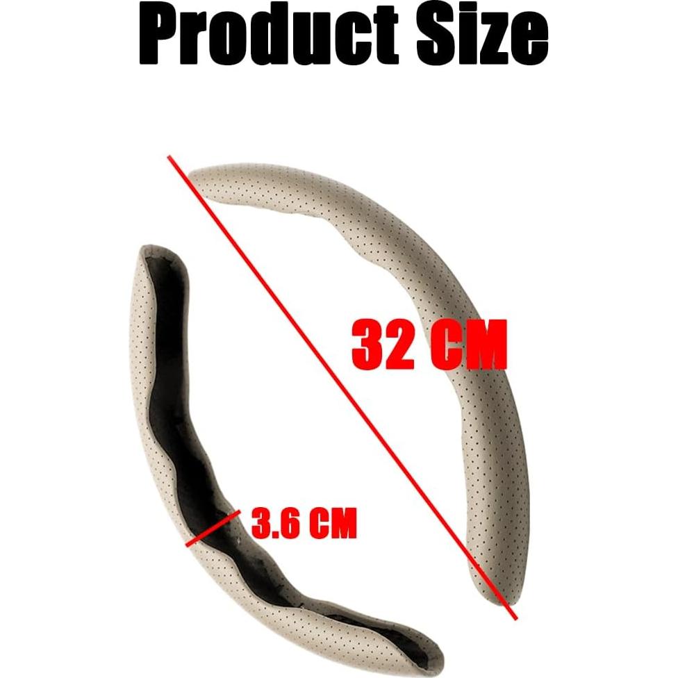Funda de Volante de Coche LoyaForba 38 cm Cuero Antideslizante Beige