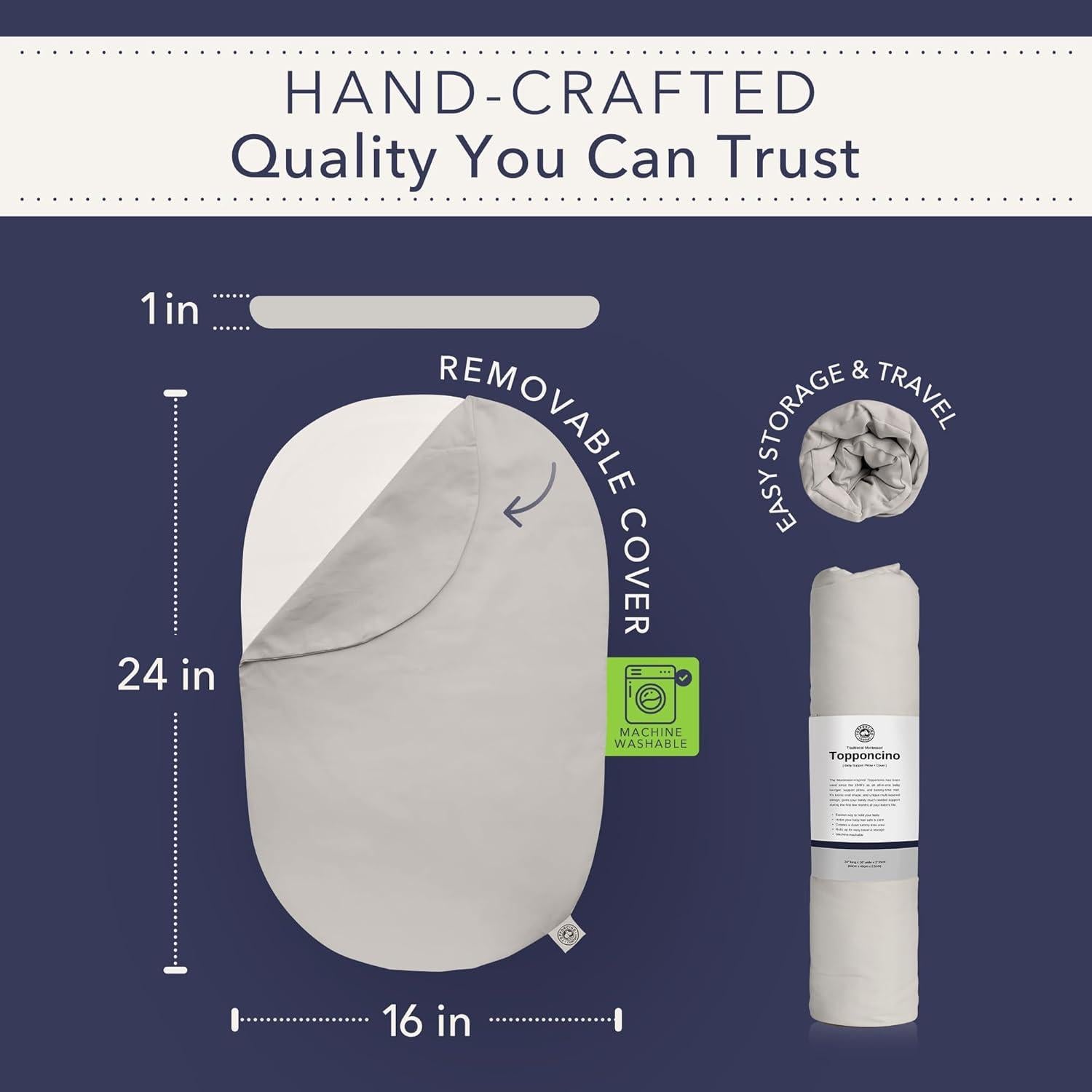 Almohada de Soporte para Bebés Topponcino Orgánico Gris