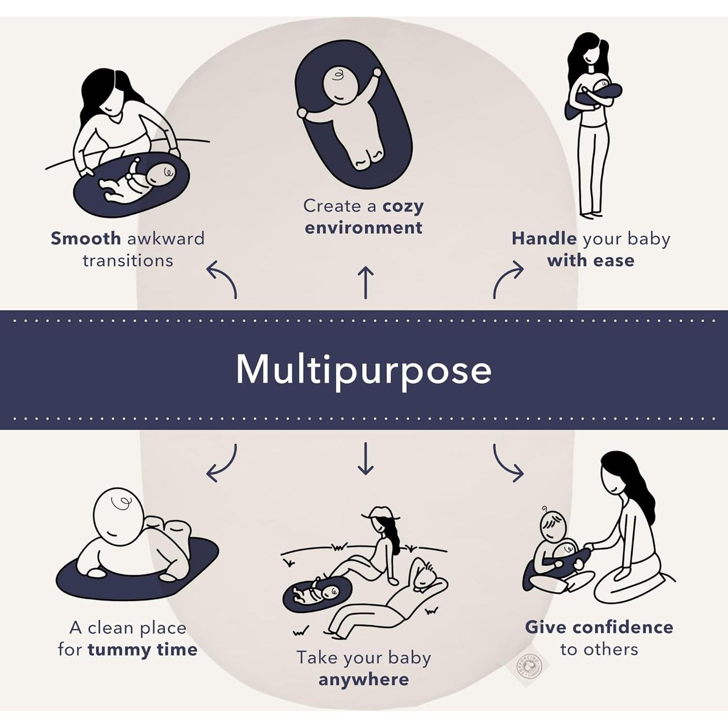 Almohada de Soporte para Bebés Topponcino Orgánico Gris