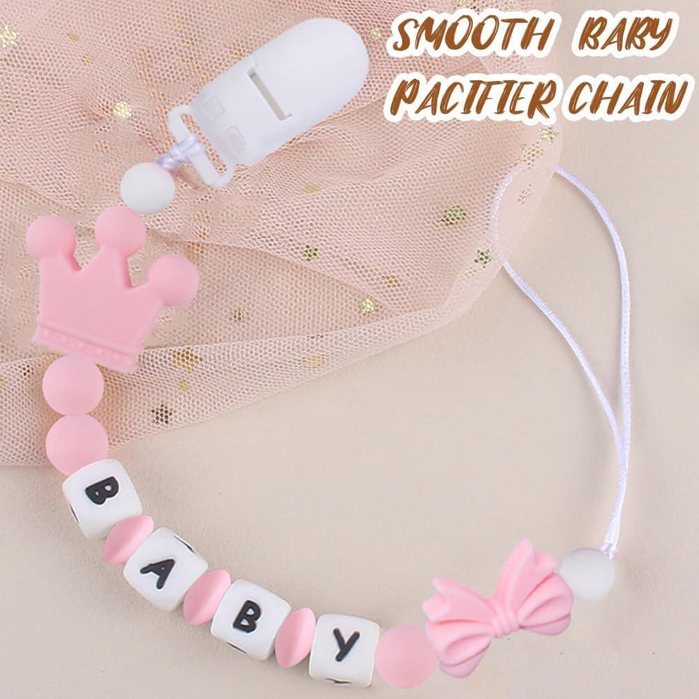Clip de Chupete de Silicona para Niña con Lazo y Corona