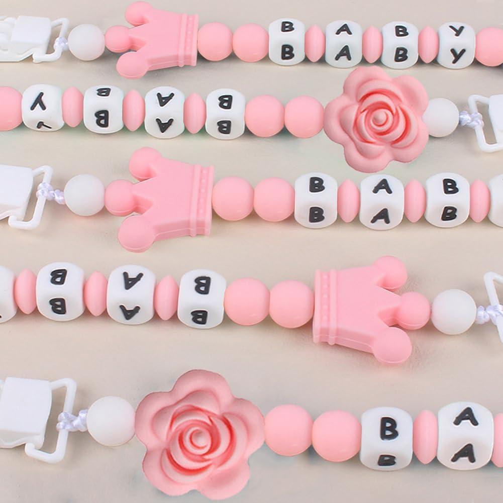 Clip de Chupete de Silicona para Niña con Lazo y Corona