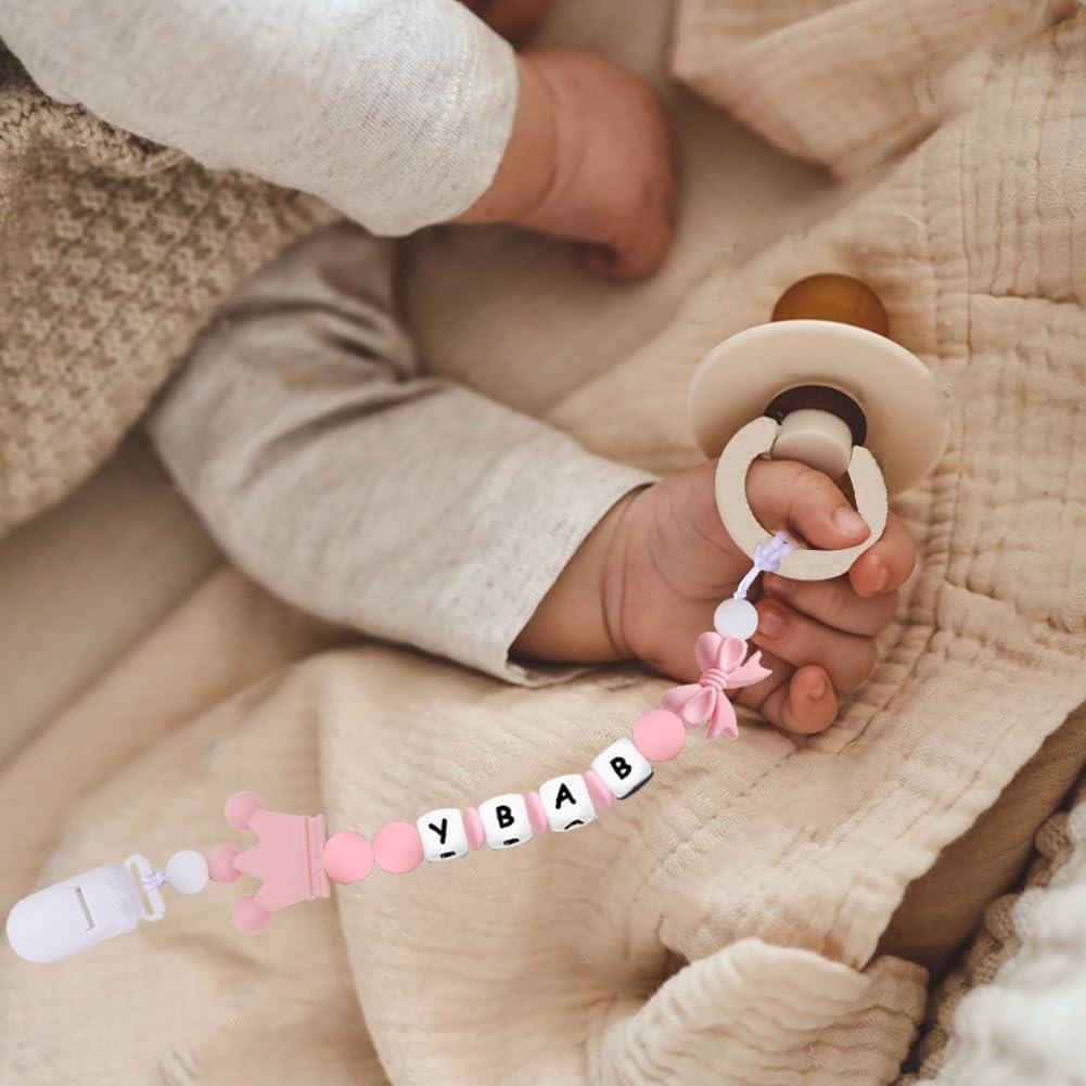 Clip de Chupete de Silicona para Niña con Lazo y Corona