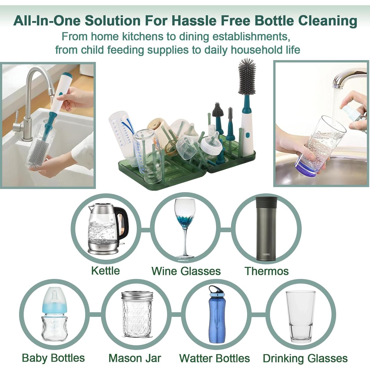 Juego Limpiador de Botellas Eléctrico WHNL con Soporte Secado